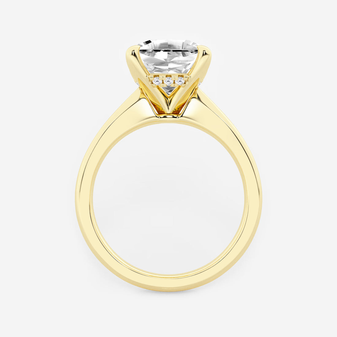 Cushion Lab Grown Diamond Hidden Halo Engagement Ring
