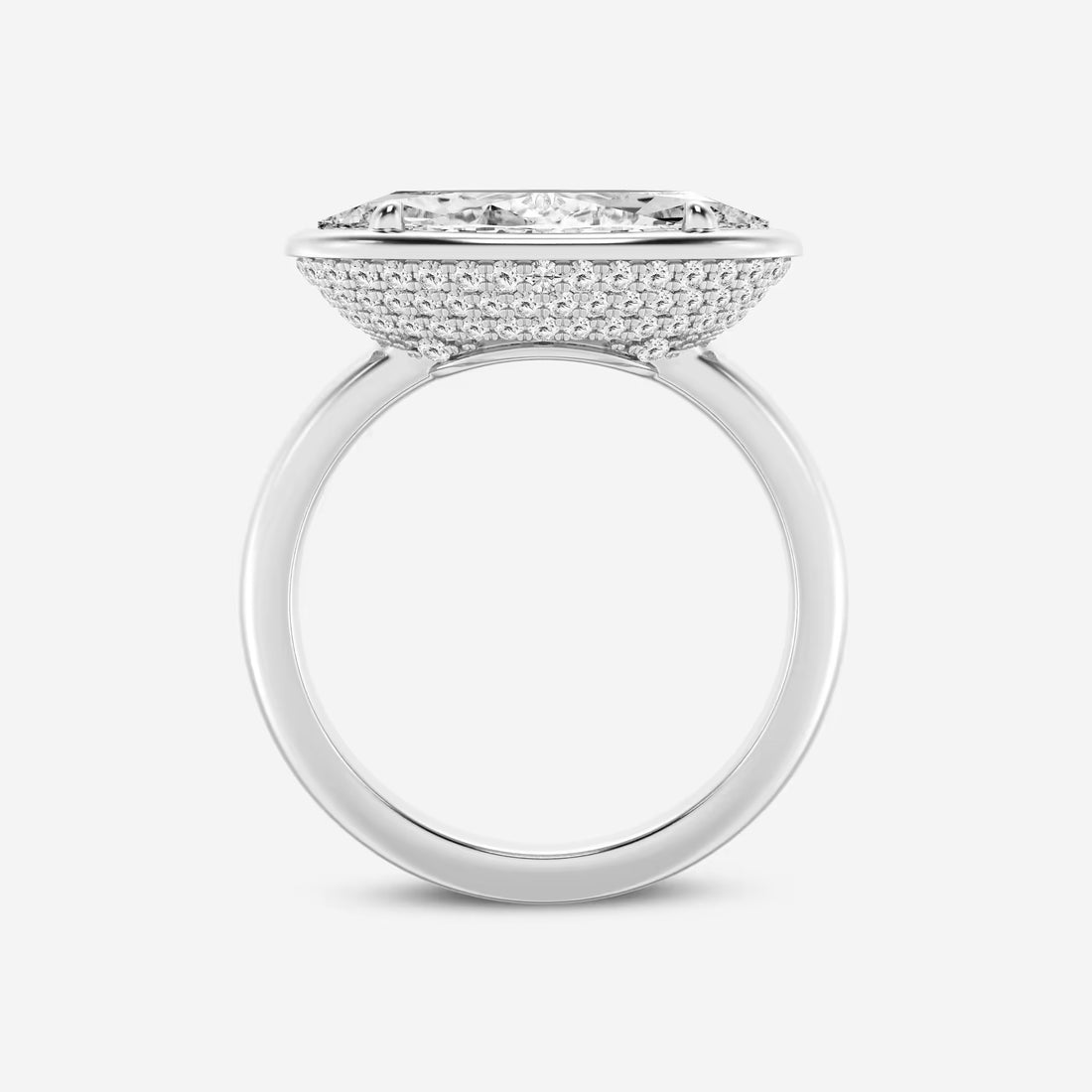 Valencia Marquise Lab-Grown Diamond Side Stone Engagement Ring in 18K White Gold