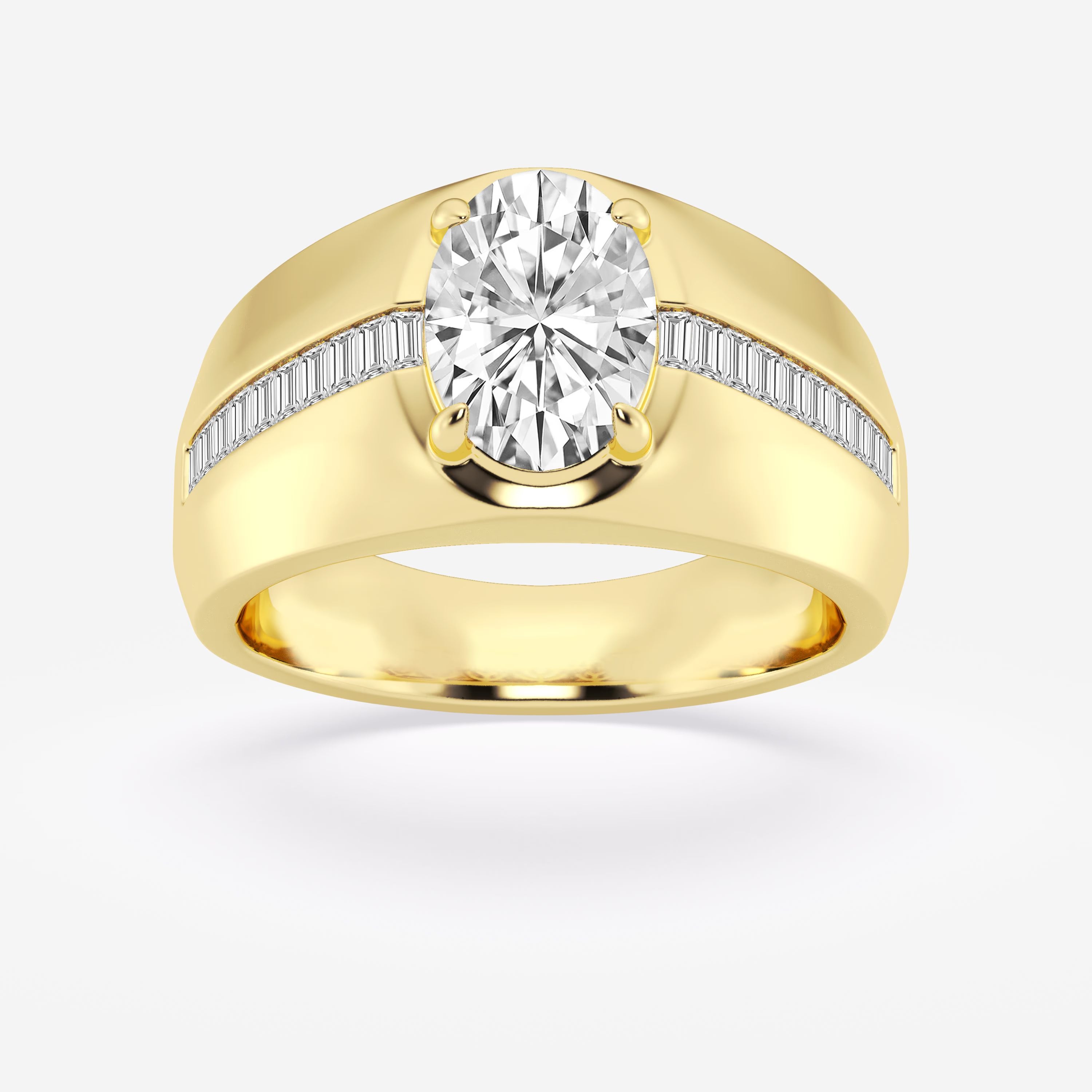 Serelina Oval Lab Grown Diamond Engagement Ring with Baguette Side Stones