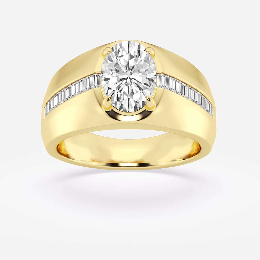 Serelina Oval Lab Grown Diamond Engagement Ring with Baguette Side Stones