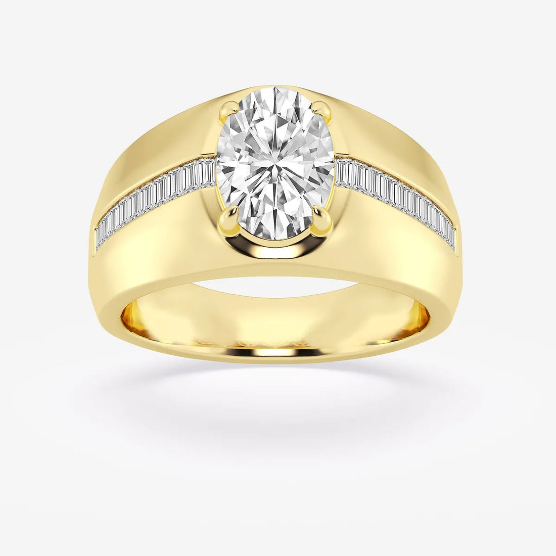 Serelina Oval Lab Grown Diamond Engagement Ring with Baguette Side Stones