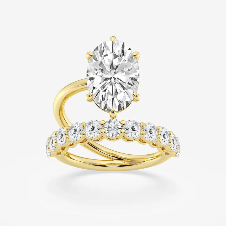 Avelisse Oval Lab Grown Diamond Side Stone Engagement Ring