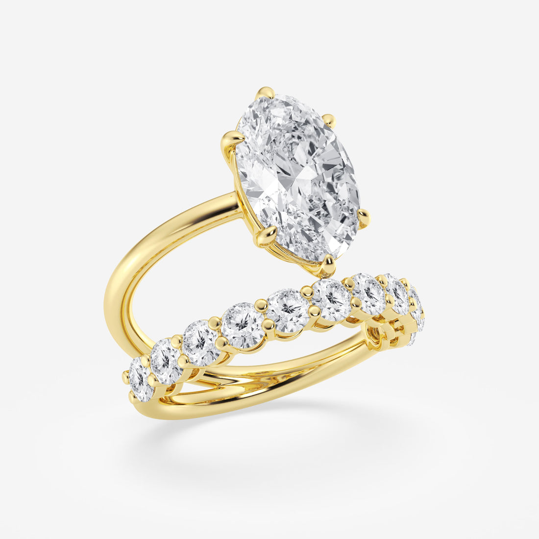 Avelisse Oval Lab Grown Diamond Side Stone Engagement Ring