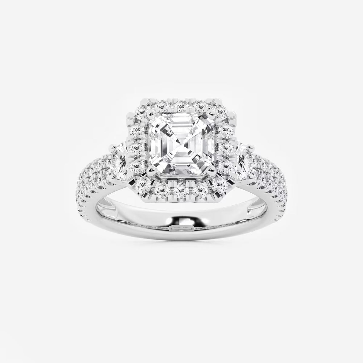 Regalia Asscher Lab Grown Diamond Double Row Halo Engagement Ring