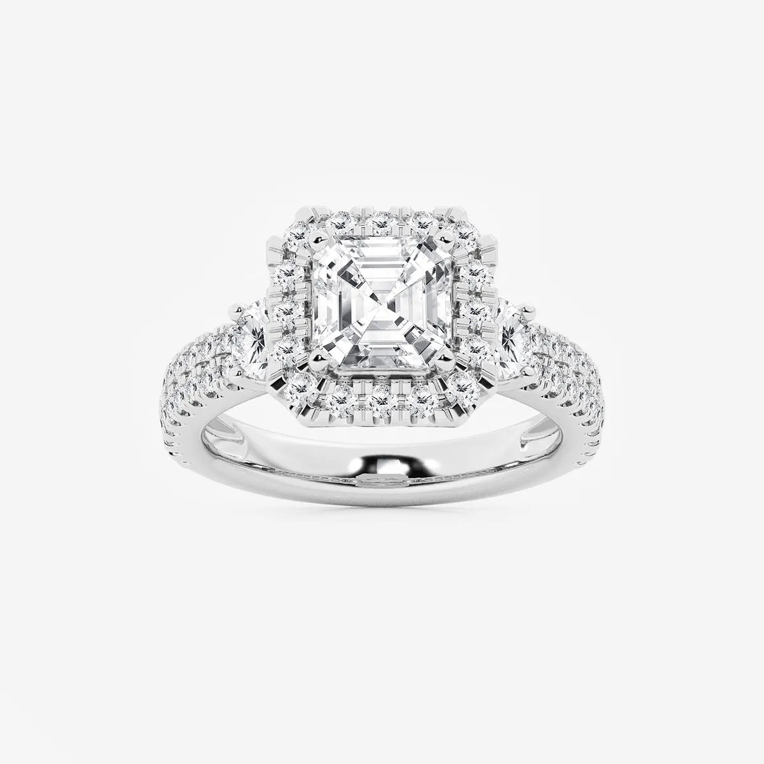 Regalia Asscher Lab Grown Diamond Double Row Halo Engagement Ring