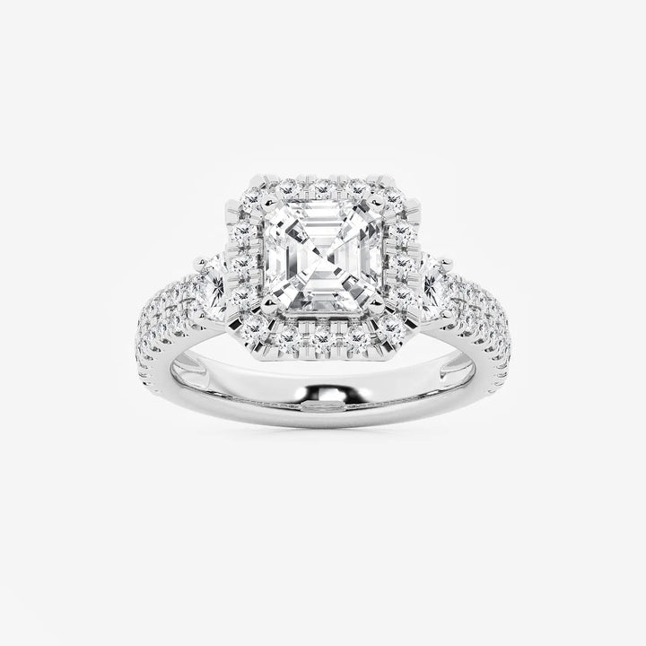 Regalia Asscher Lab Grown Diamond Double Row Halo Engagement Ring