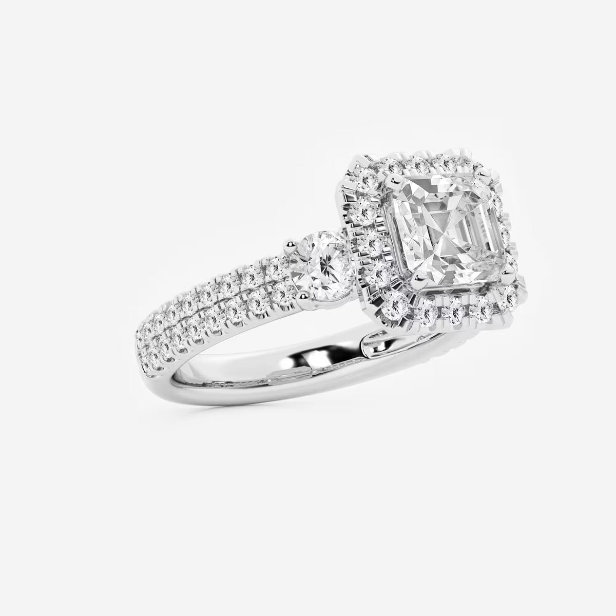 Regalia Asscher Lab Grown Diamond Double Row Halo Engagement Ring