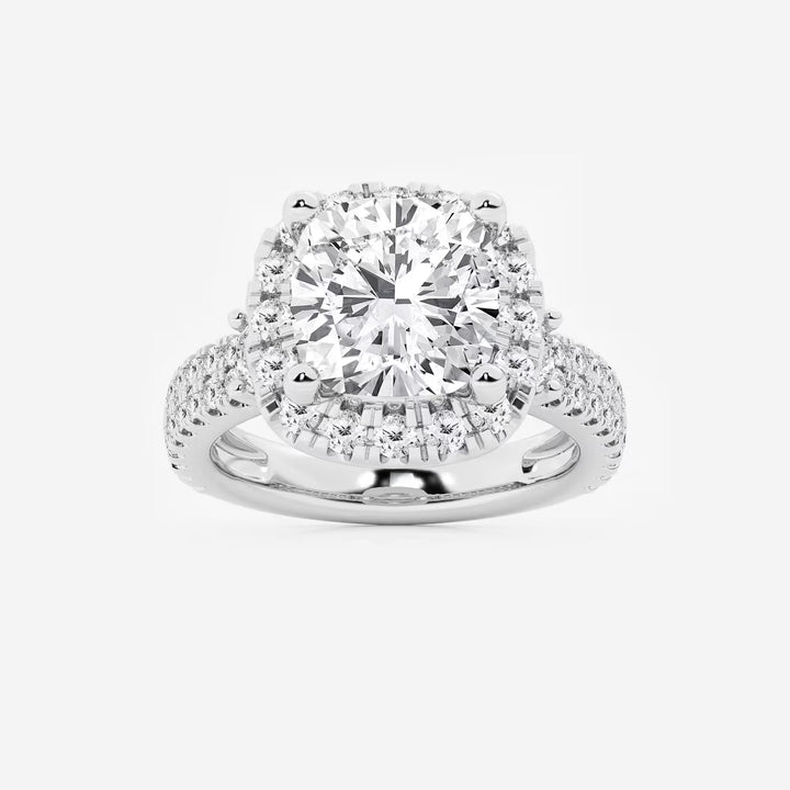 Cushion Lab Grown Diamond Double Row Halo Engagement Ring