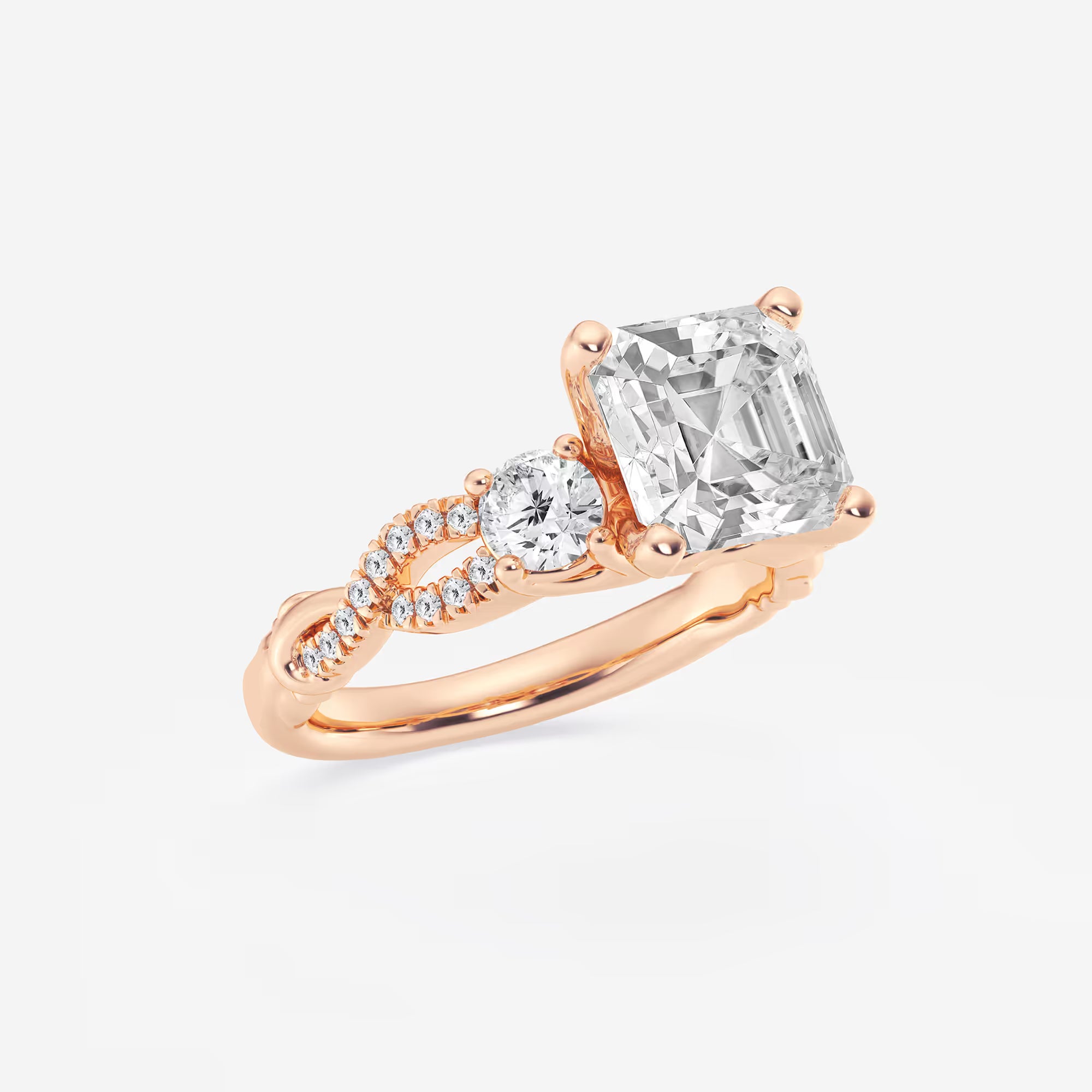 Seraphine Asscher Lab Grown Diamond Swirl Engagement Ring
