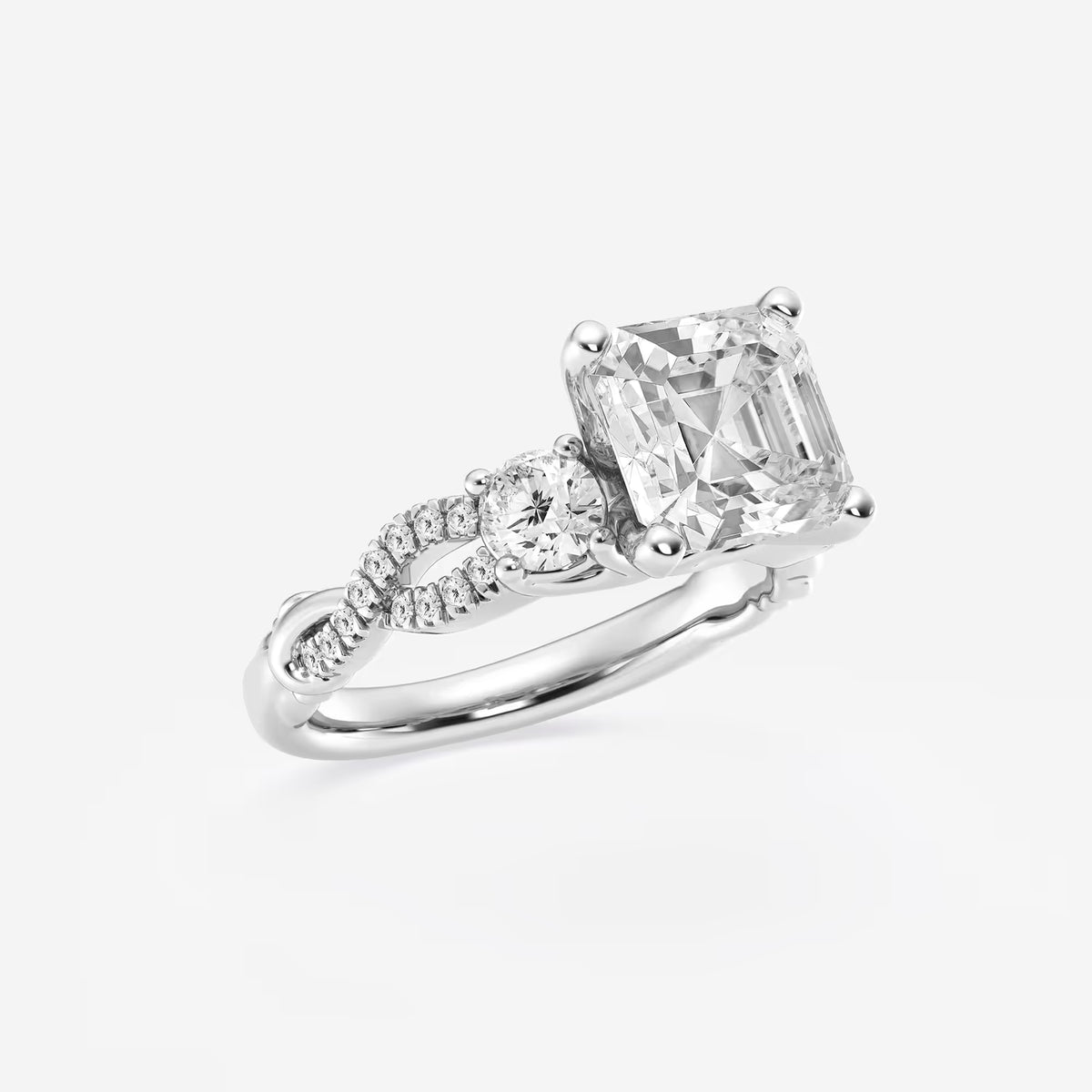 Seraphine Asscher Lab Grown Diamond Swirl Engagement Ring