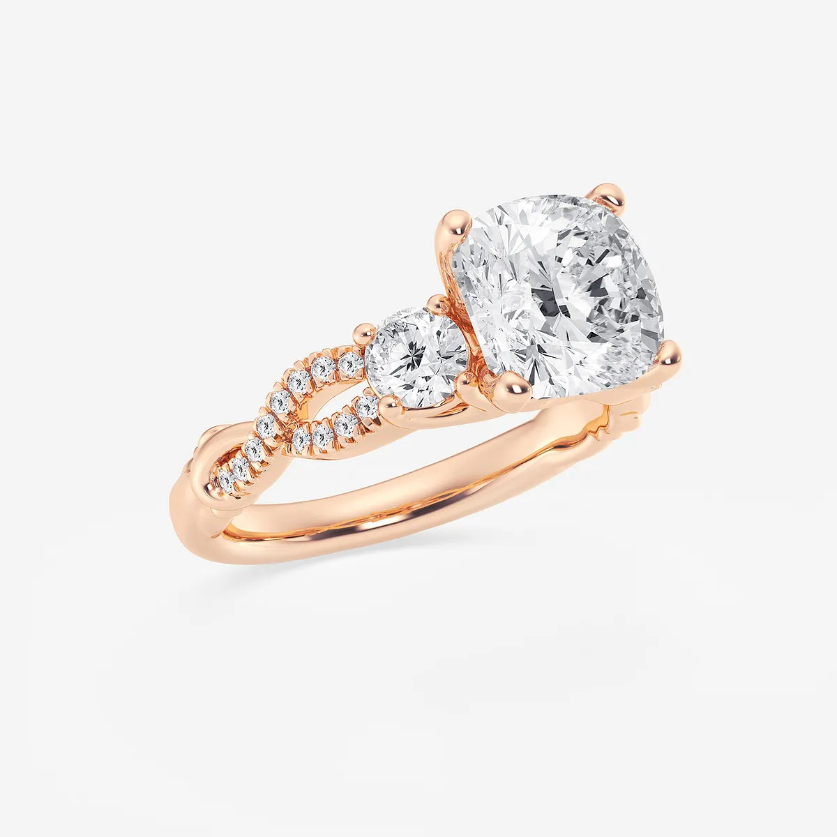 Cushion Lab Grown Diamond Swirl Engagement Ring