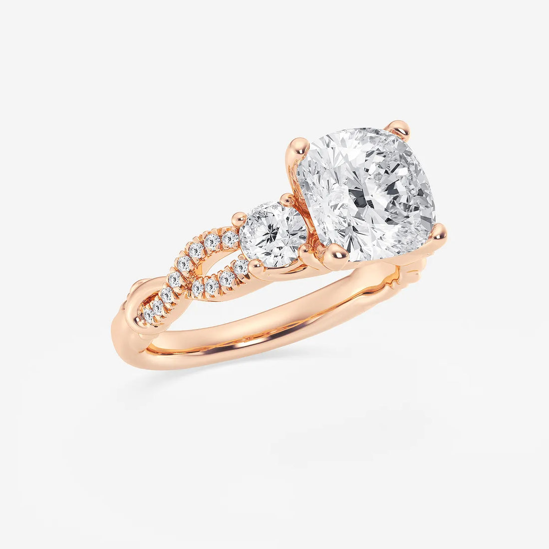 Cushion Lab Grown Diamond Swirl Engagement Ring