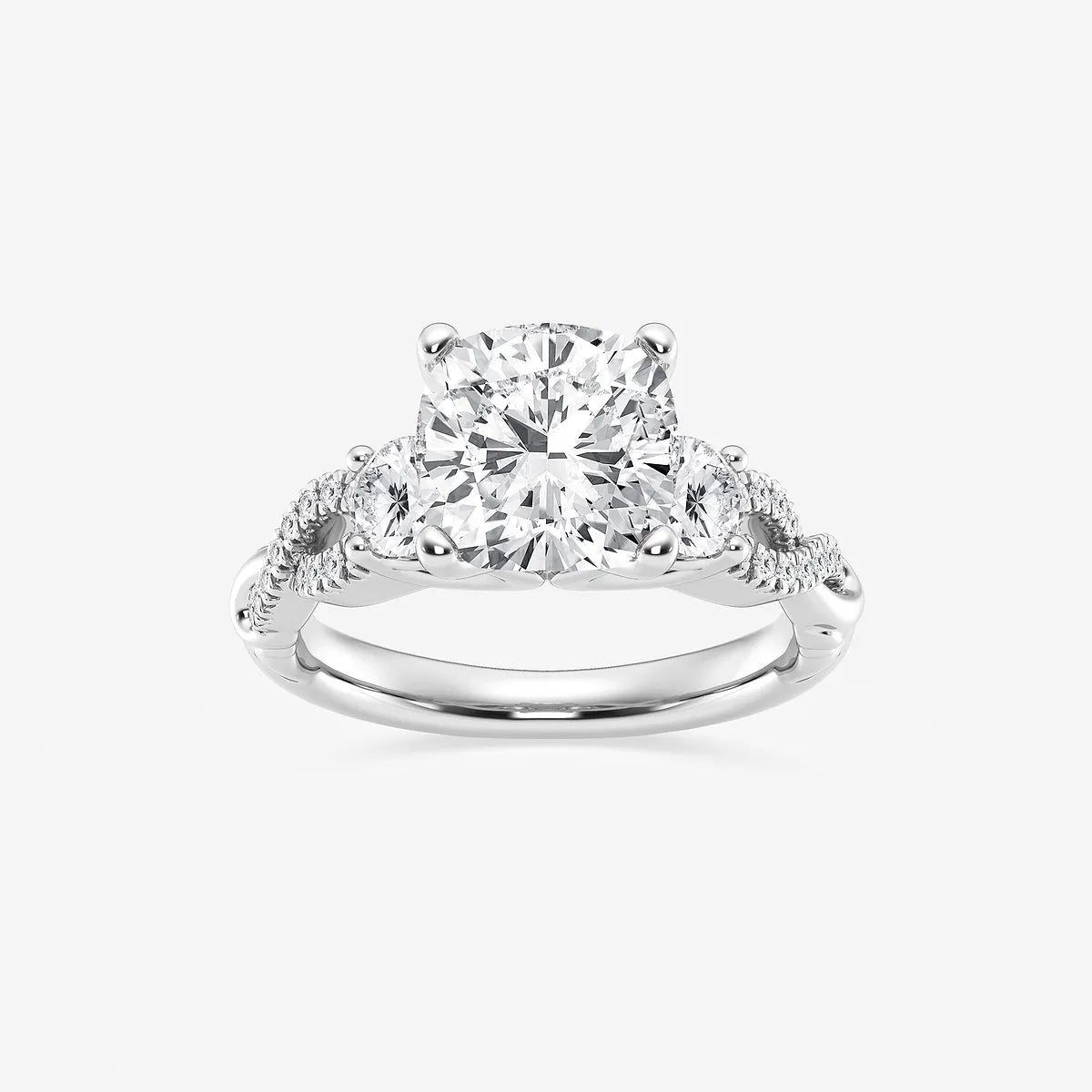 Cushion Lab Grown Diamond Swirl Engagement Ring