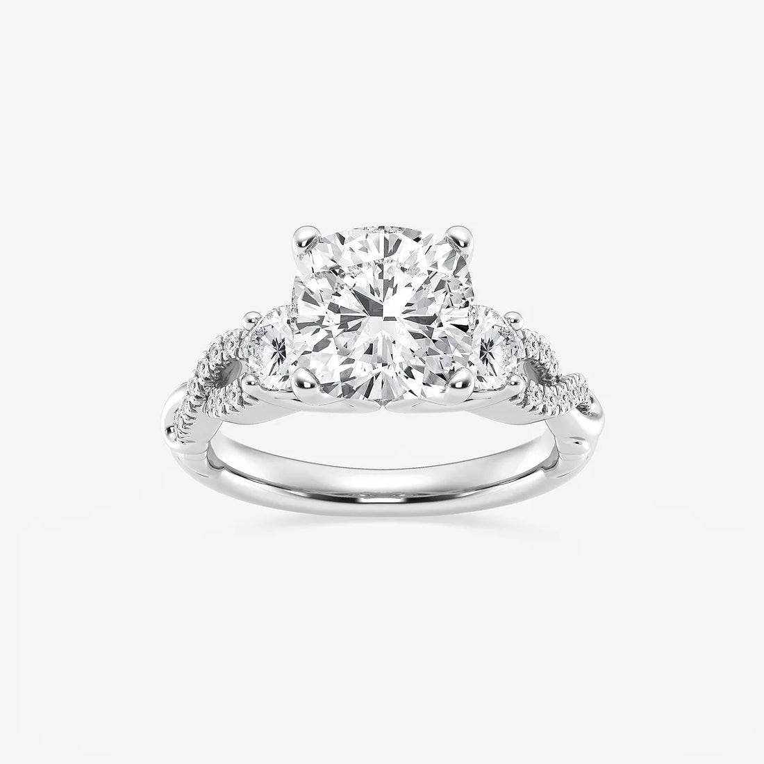 Cushion Lab Grown Diamond Swirl Engagement Ring