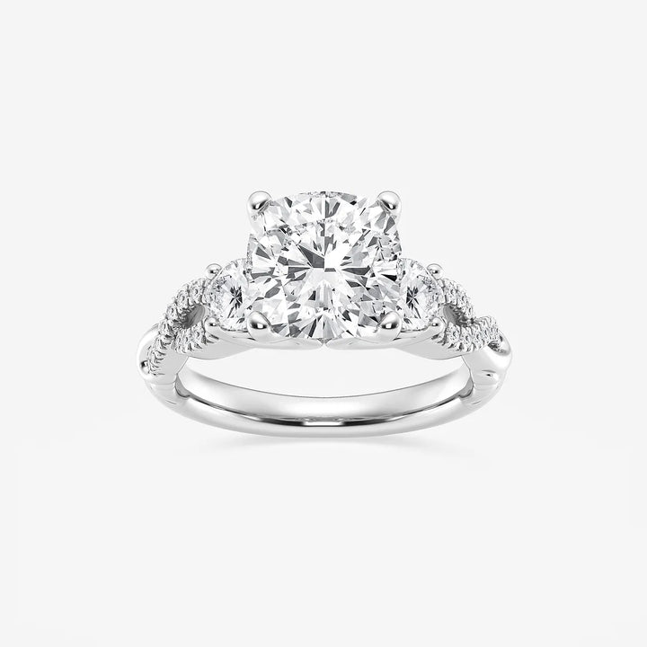 Cushion Lab Grown Diamond Swirl Engagement Ring