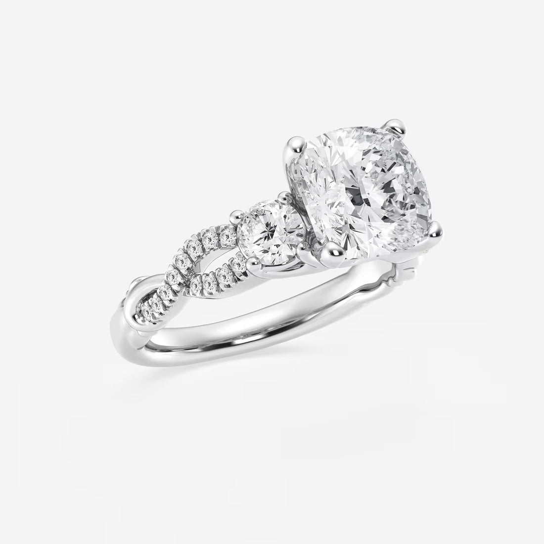 Cushion Lab Grown Diamond Swirl Engagement Ring