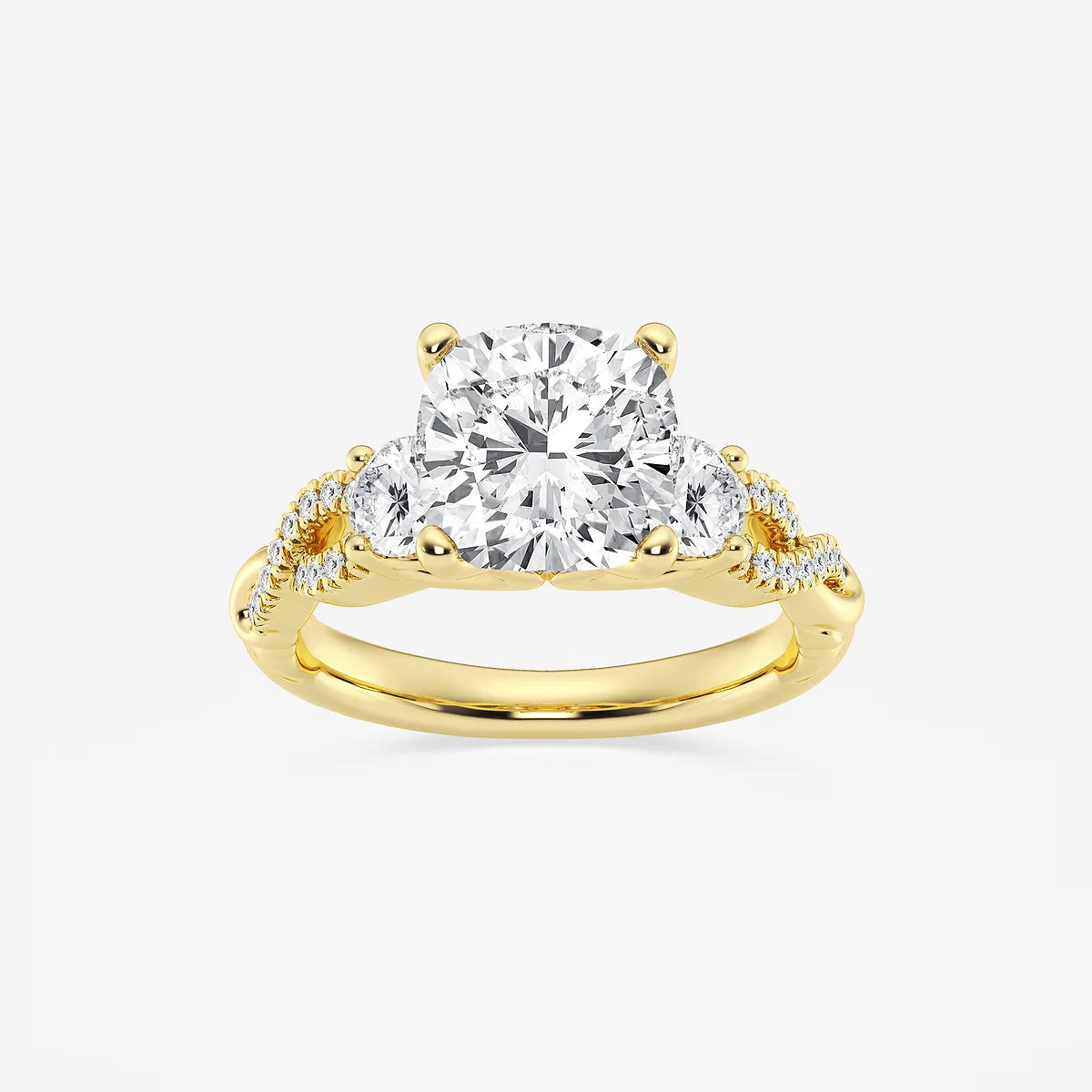 Cushion Lab Grown Diamond Swirl Engagement Ring