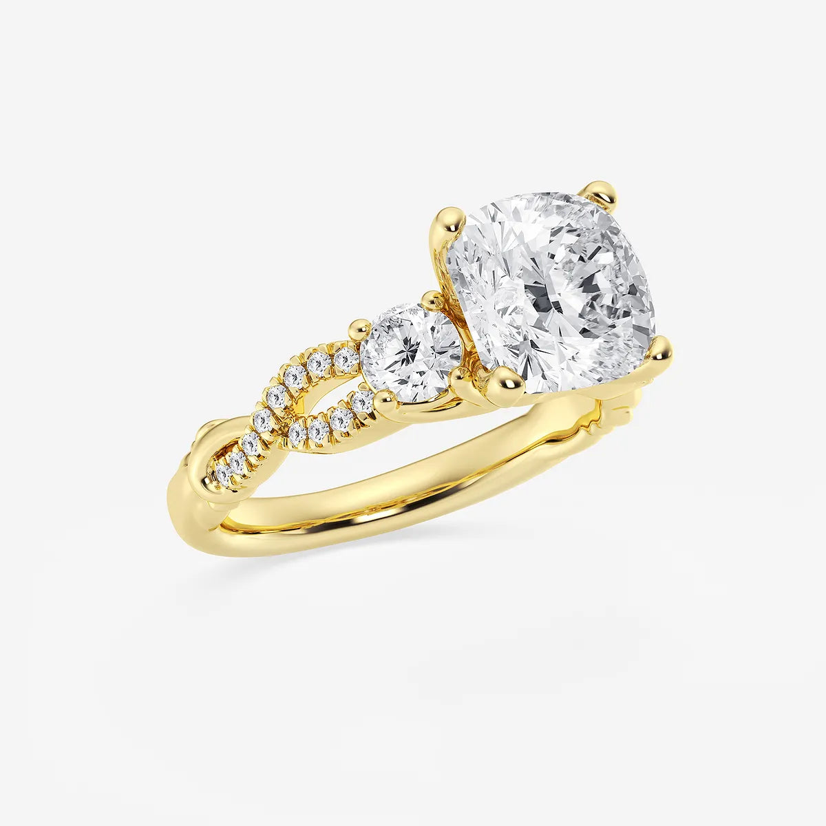 Cushion Lab Grown Diamond Swirl Engagement Ring