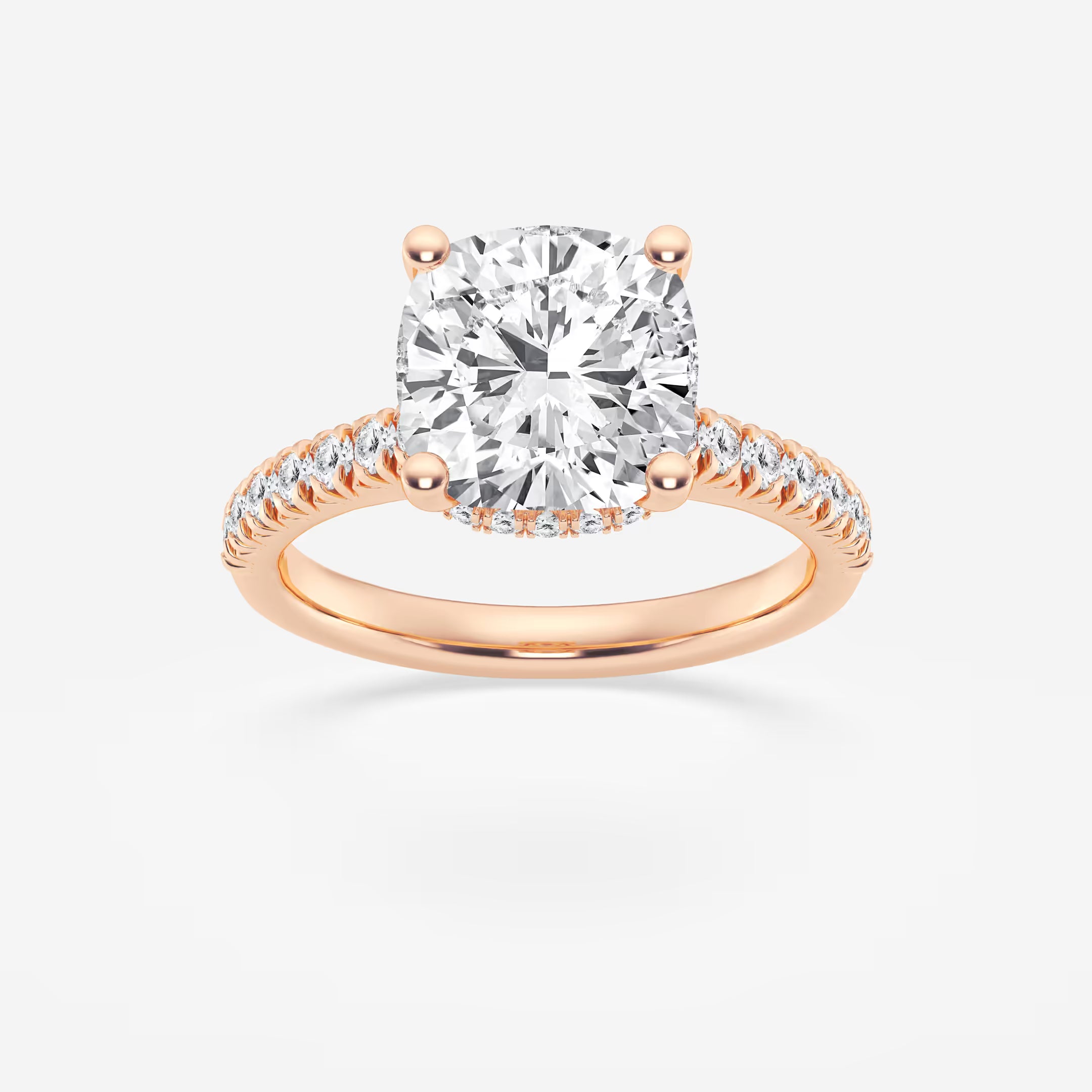 Cushion Lab Grown Diamond Hidden Halo Engagement Ring