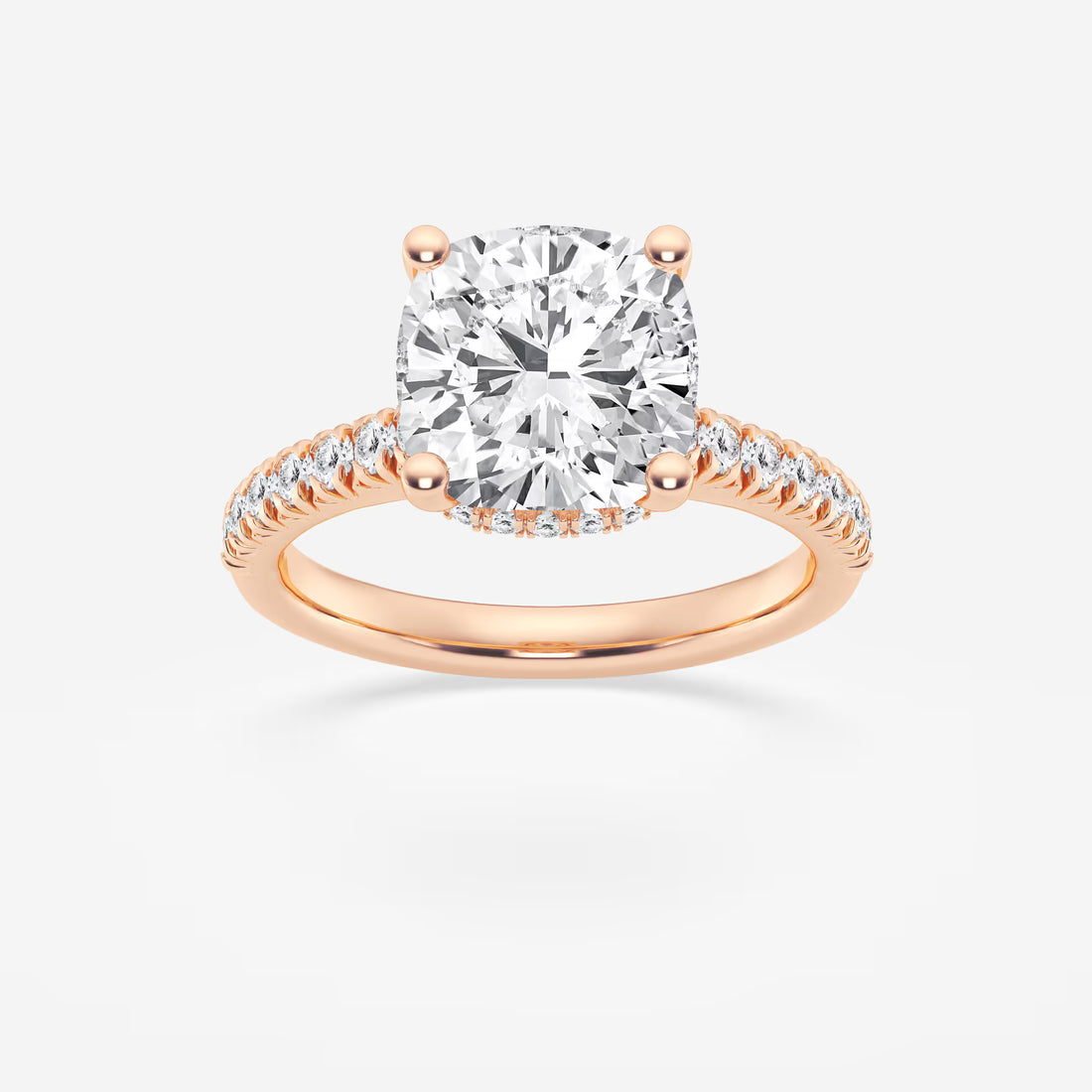 Cushion Lab Grown Diamond Hidden Halo Engagement Ring