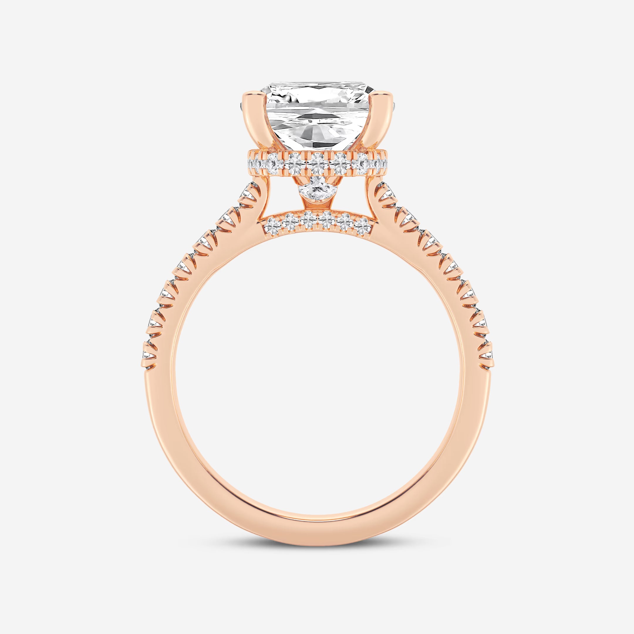 Cushion Lab Grown Diamond Hidden Halo Engagement Ring