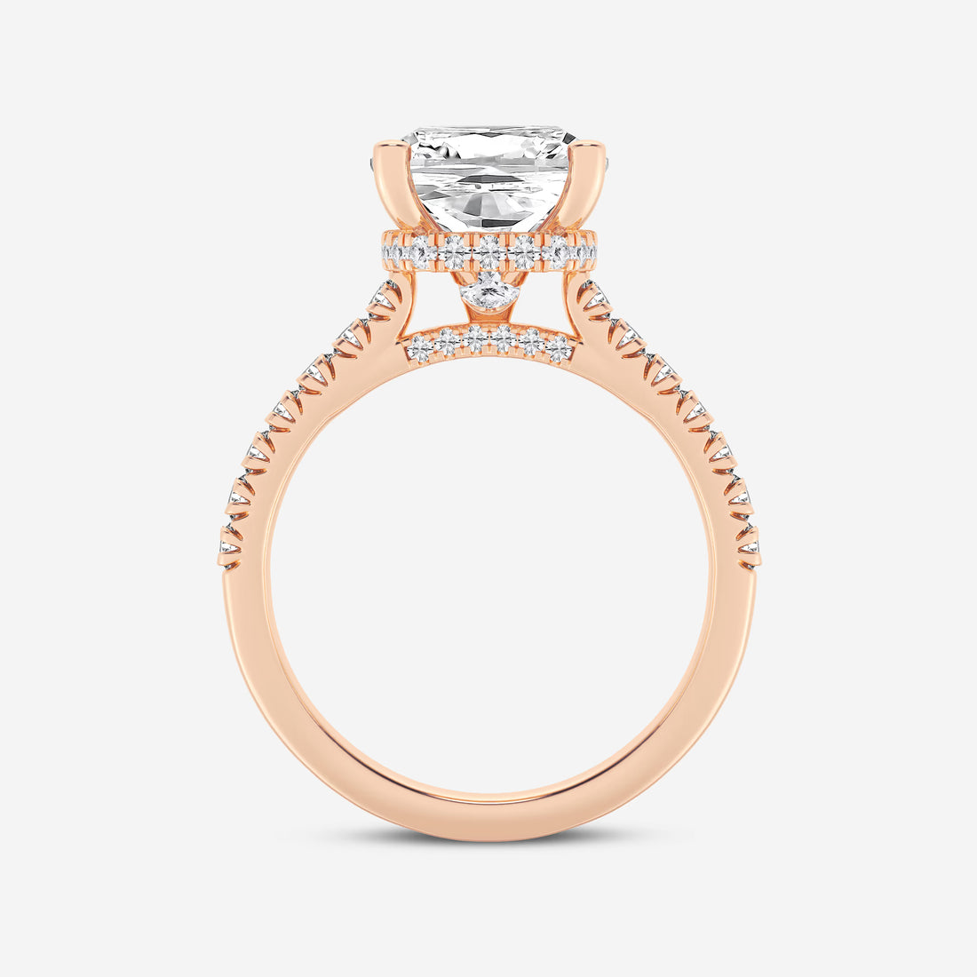 Cushion Lab Grown Diamond Hidden Halo Engagement Ring