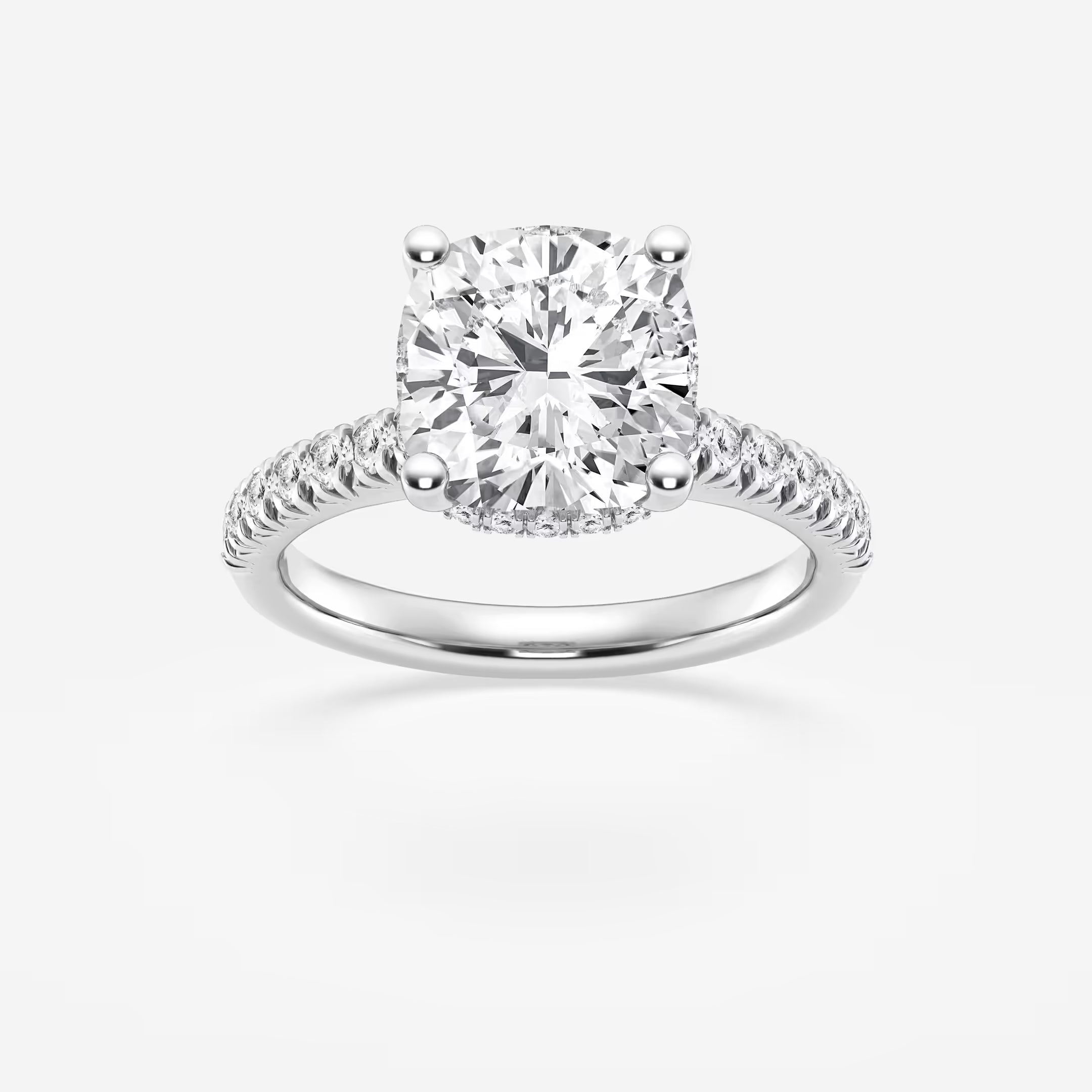 Cushion Lab Grown Diamond Hidden Halo Engagement Ring