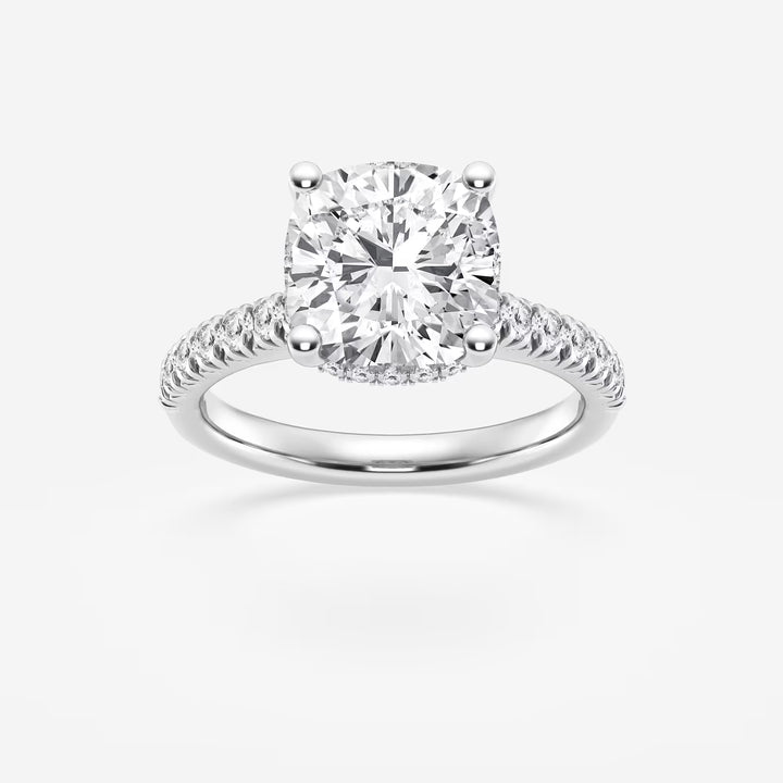 Cushion Lab Grown Diamond Hidden Halo Engagement Ring