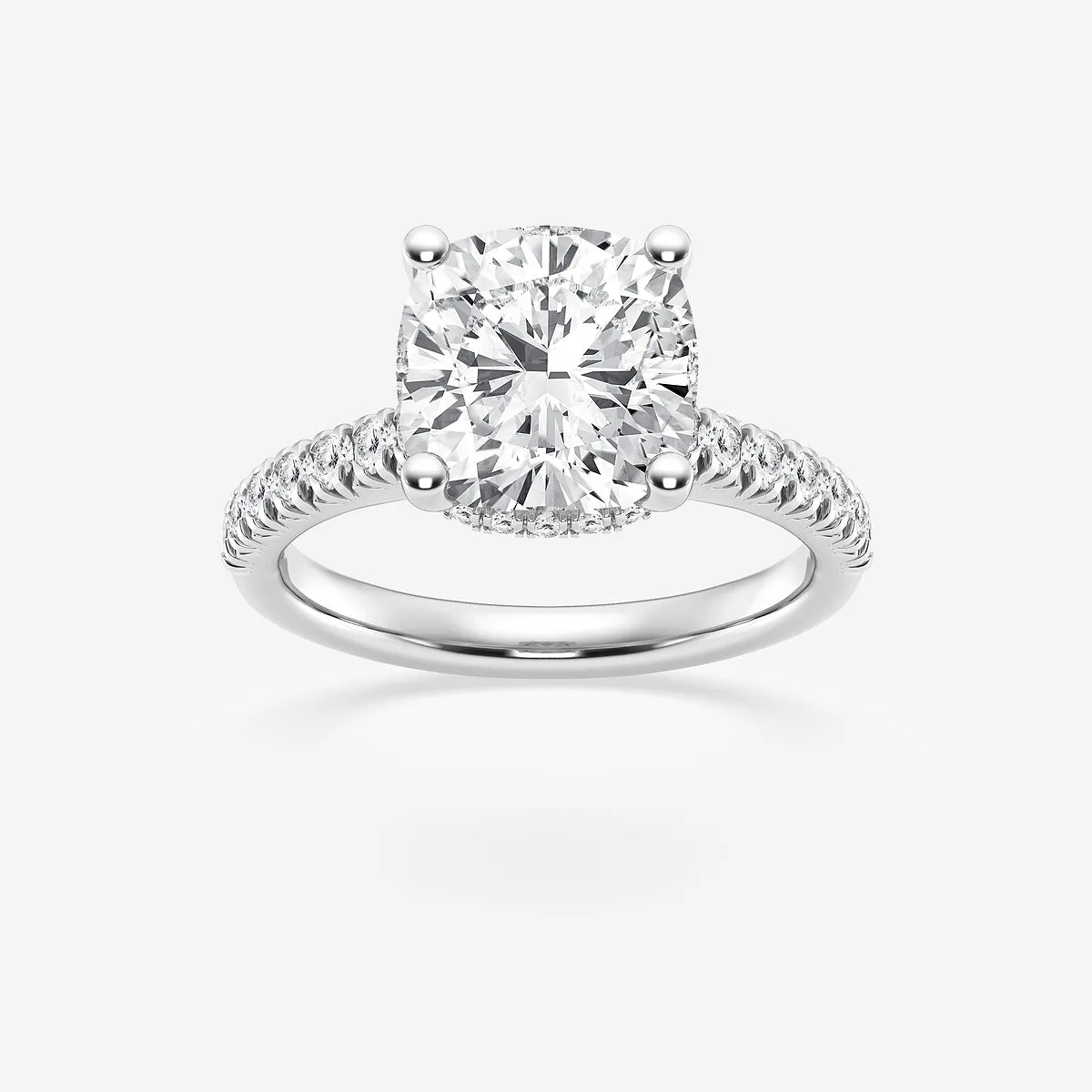 Cushion Lab Grown Diamond Hidden Halo Engagement Ring