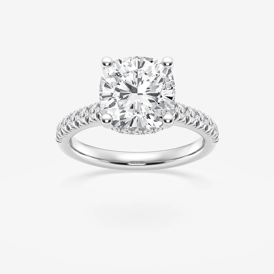 Cushion Lab Grown Diamond Hidden Halo Engagement Ring