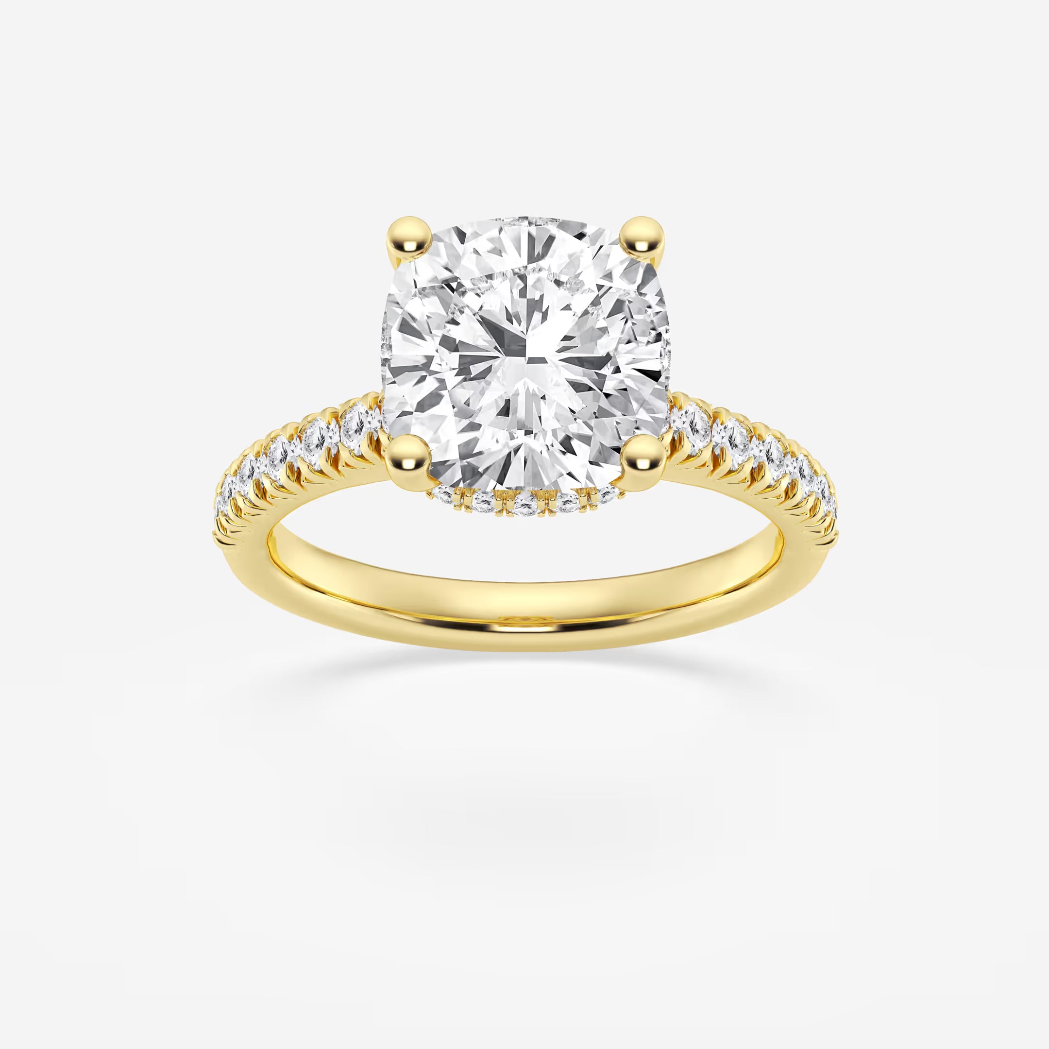 Cushion Lab Grown Diamond Hidden Halo Engagement Ring