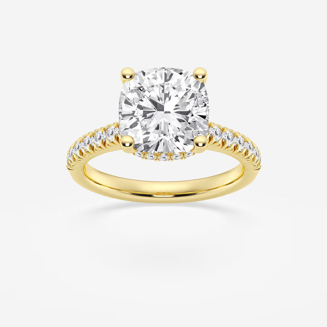 Cushion Lab Grown Diamond Hidden Halo Engagement Ring