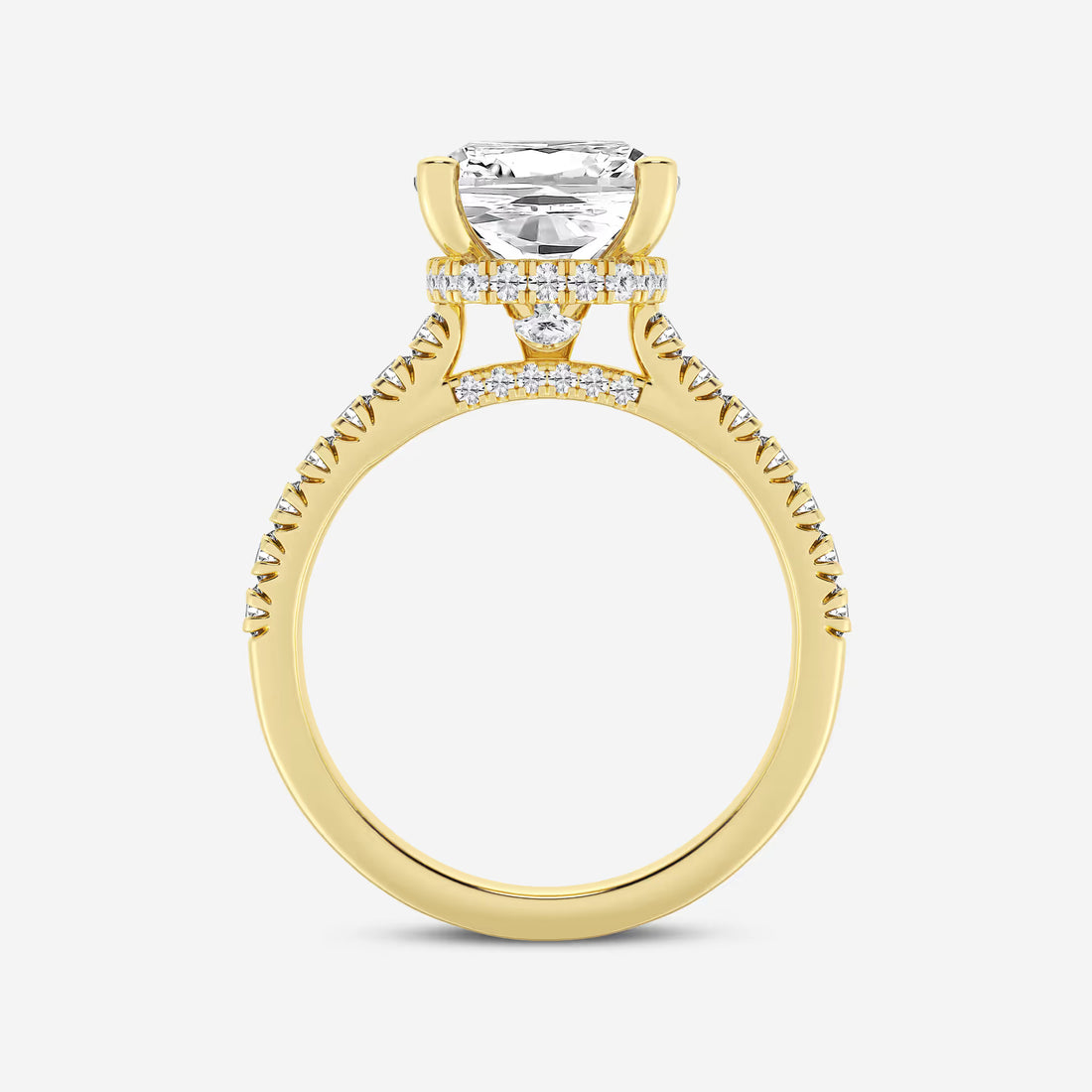 Cushion Lab Grown Diamond Hidden Halo Engagement Ring