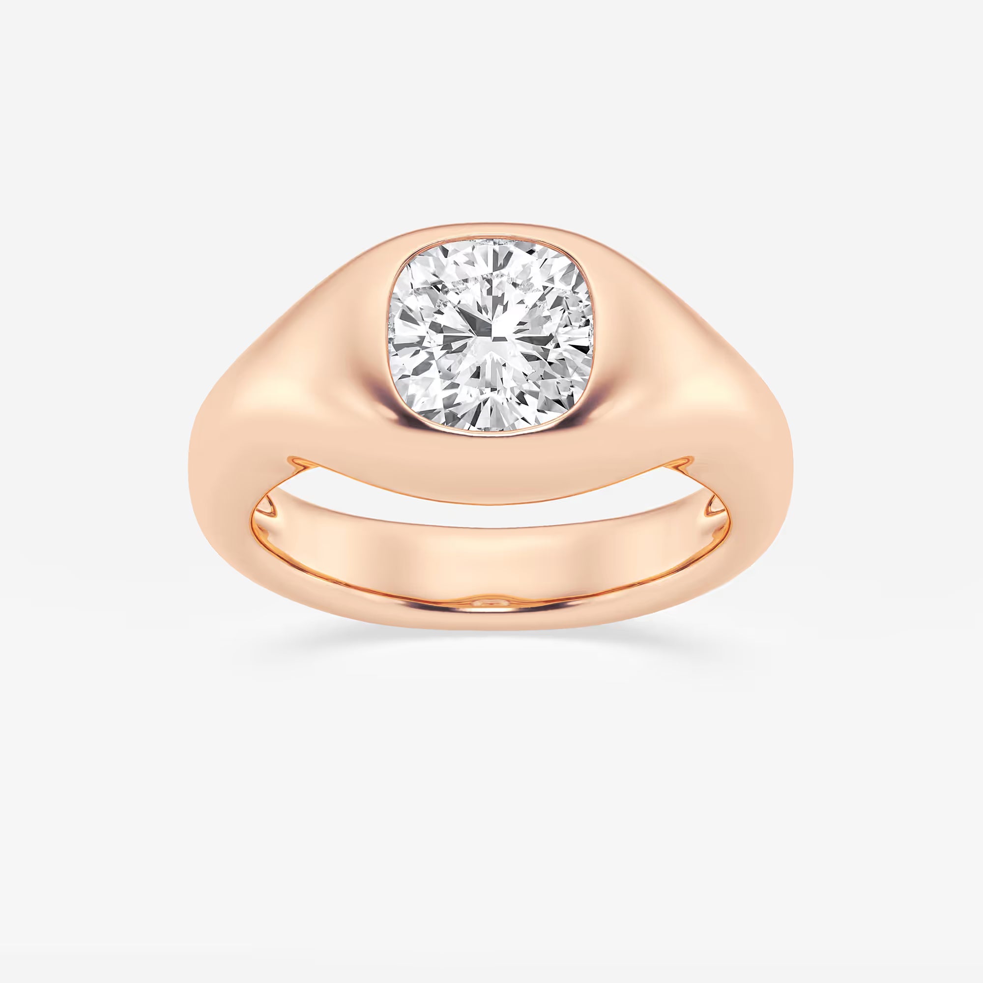 Cushion Lab Grown Diamond Bold Bezel Solitaire Engagement Ring
