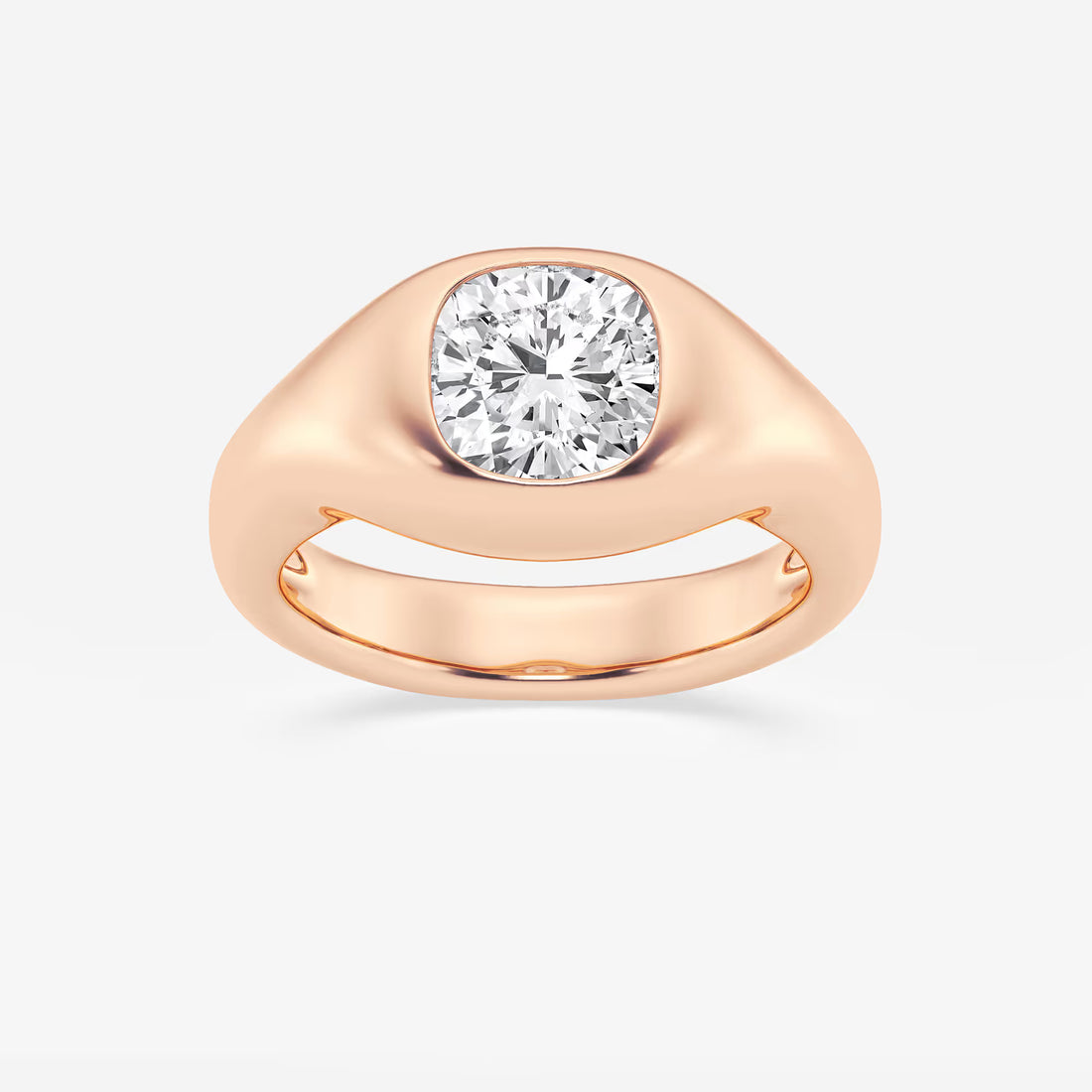 Cushion Lab Grown Diamond Bold Bezel Solitaire Engagement Ring