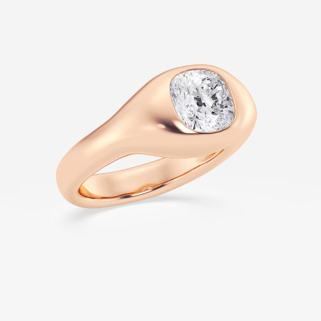 Cushion Lab Grown Diamond Bold Bezel Solitaire Engagement Ring