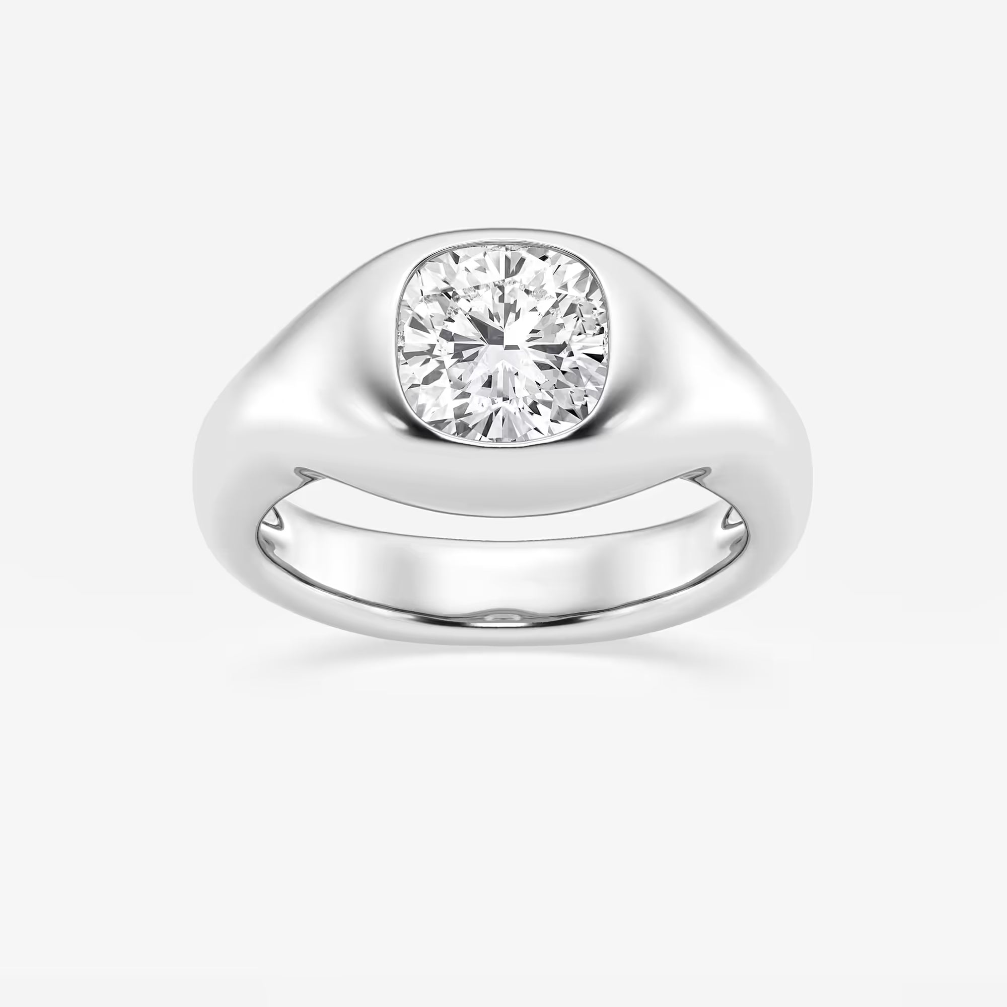 Cushion Lab Grown Diamond Bold Bezel Solitaire Engagement Ring