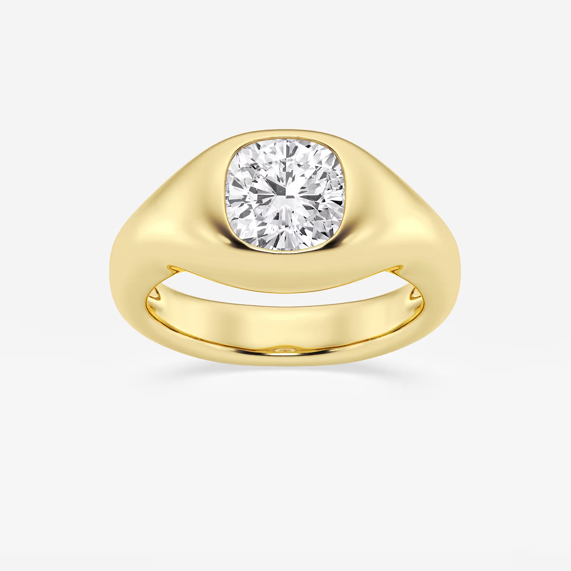 Cushion Lab Grown Diamond Bold Bezel Solitaire Engagement Ring