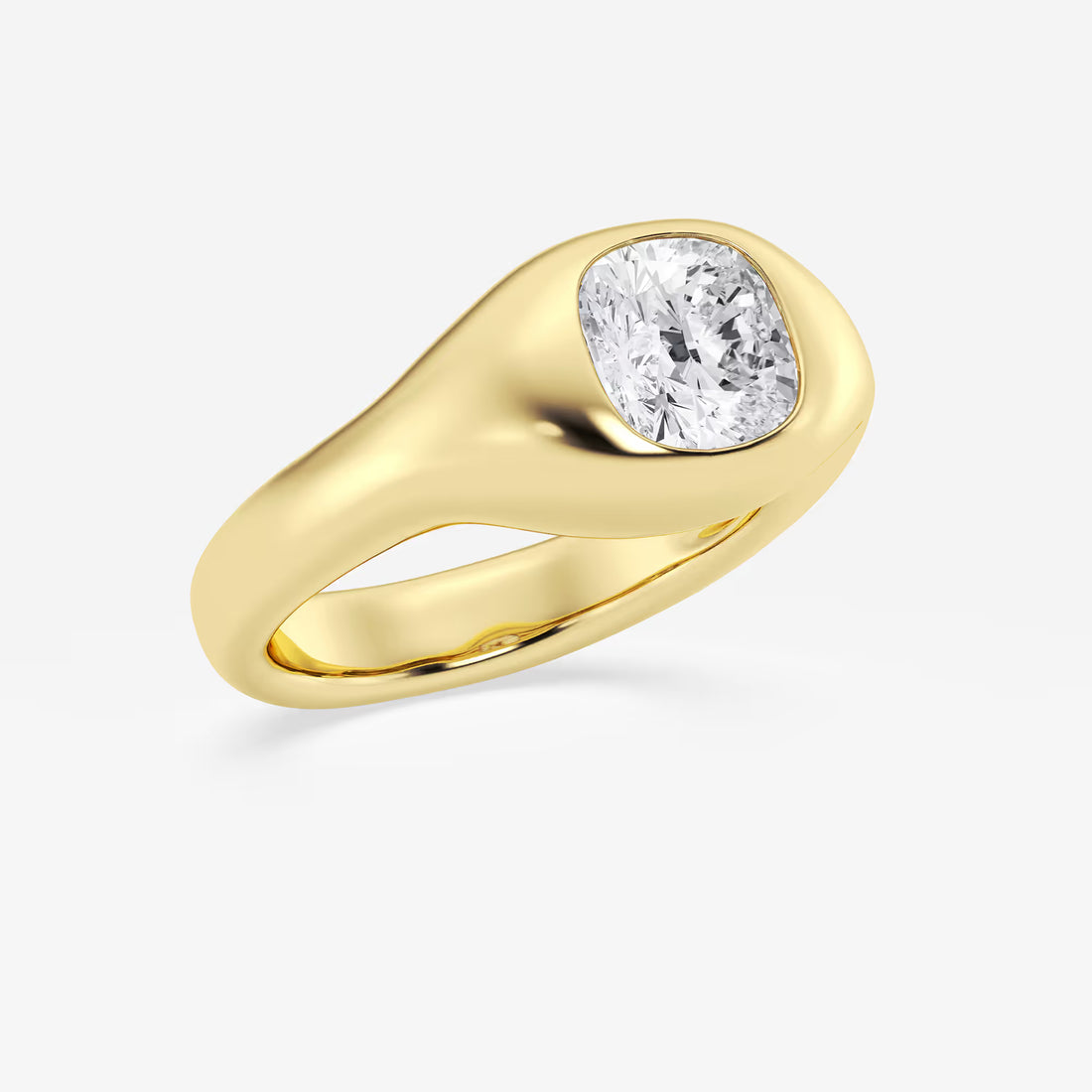 Cushion Lab Grown Diamond Bold Bezel Solitaire Engagement Ring