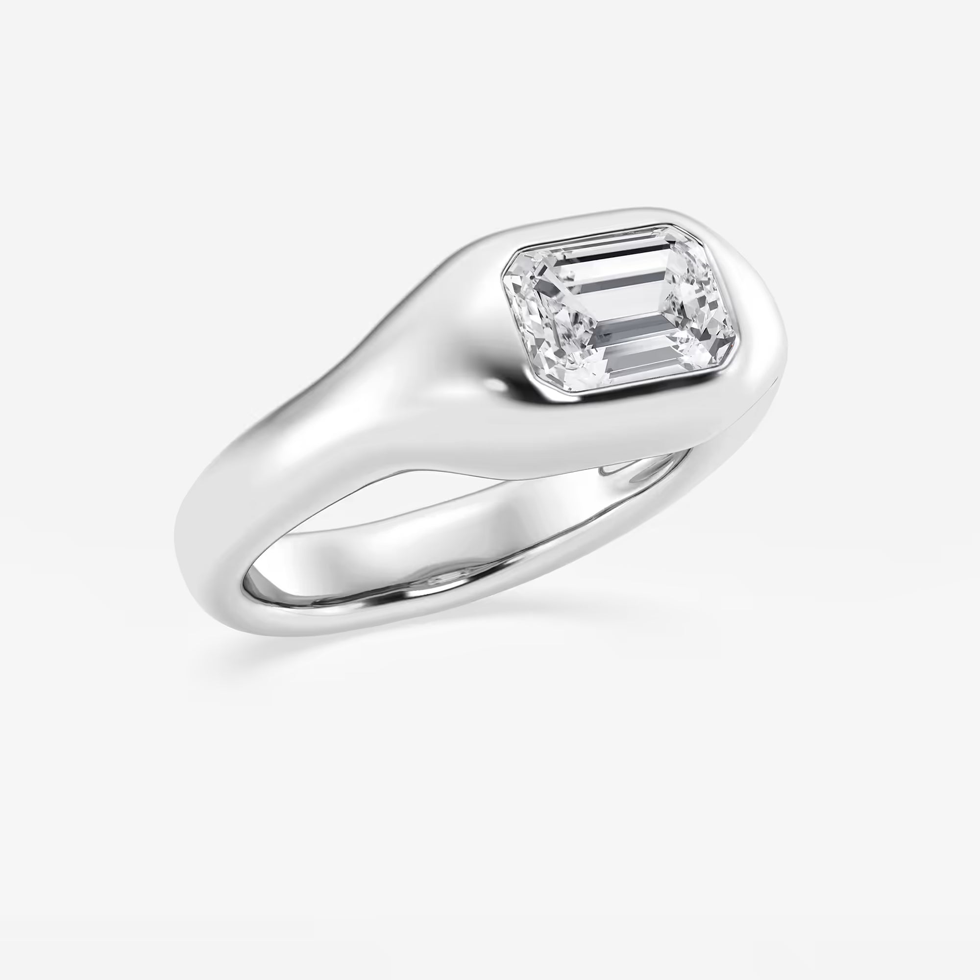 Emerald Cut Signet Engagement Ring
