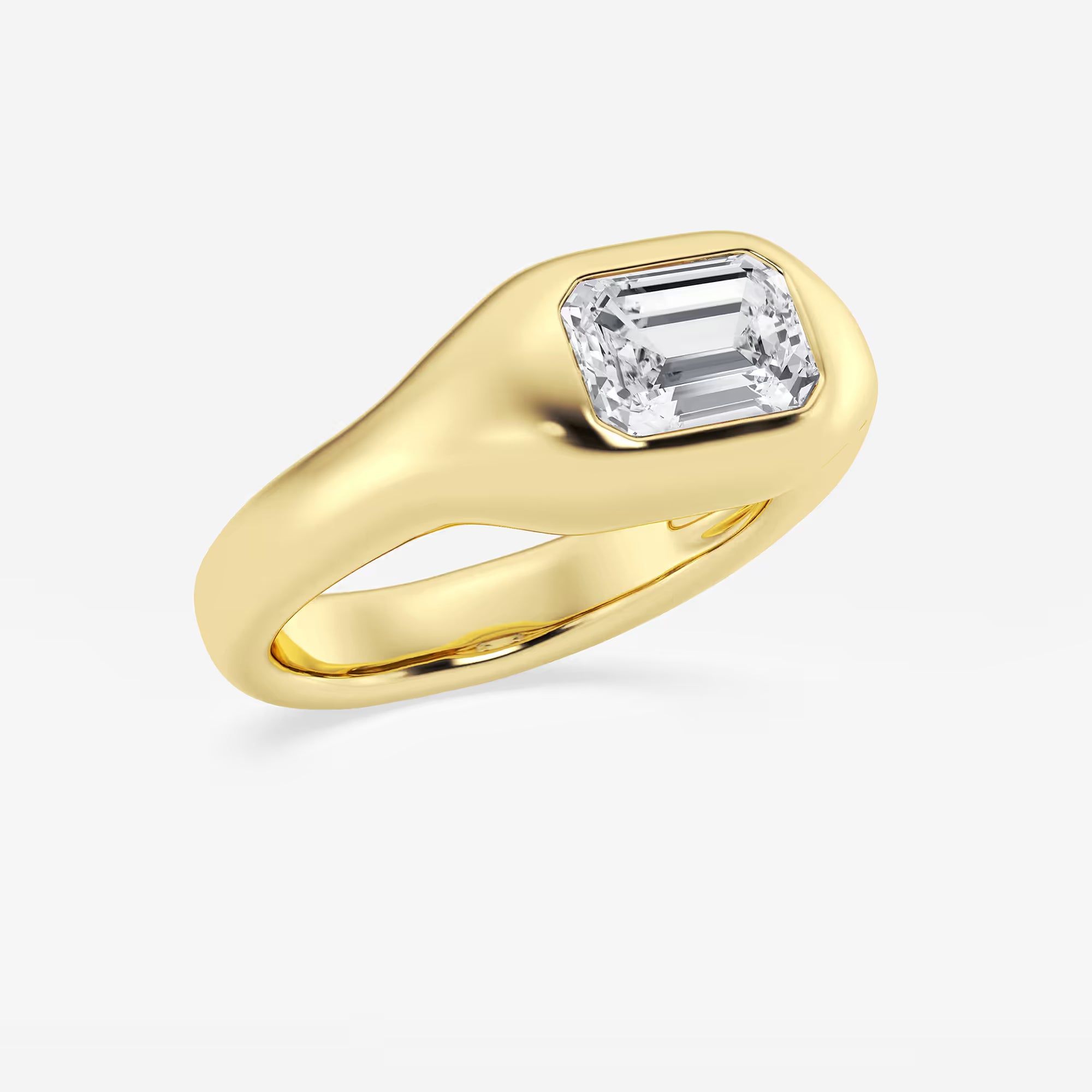 Emerald Cut Signet Engagement Ring