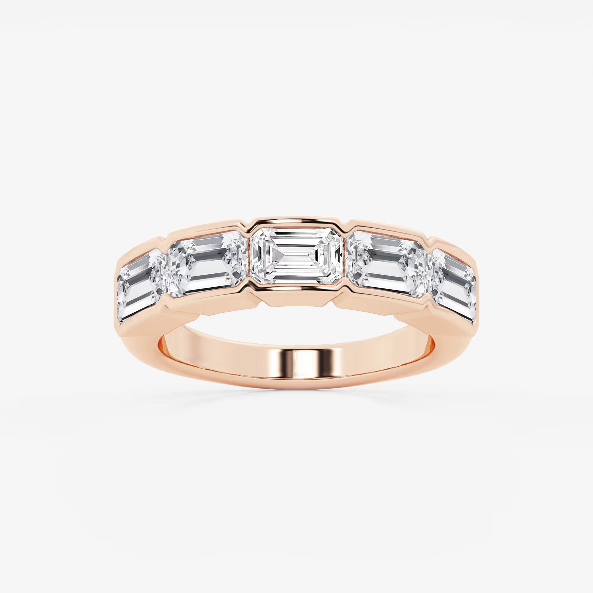 Rosélia Horizon Emerald Lab-Grown Diamond Half Bezel East-West Anniversary Band