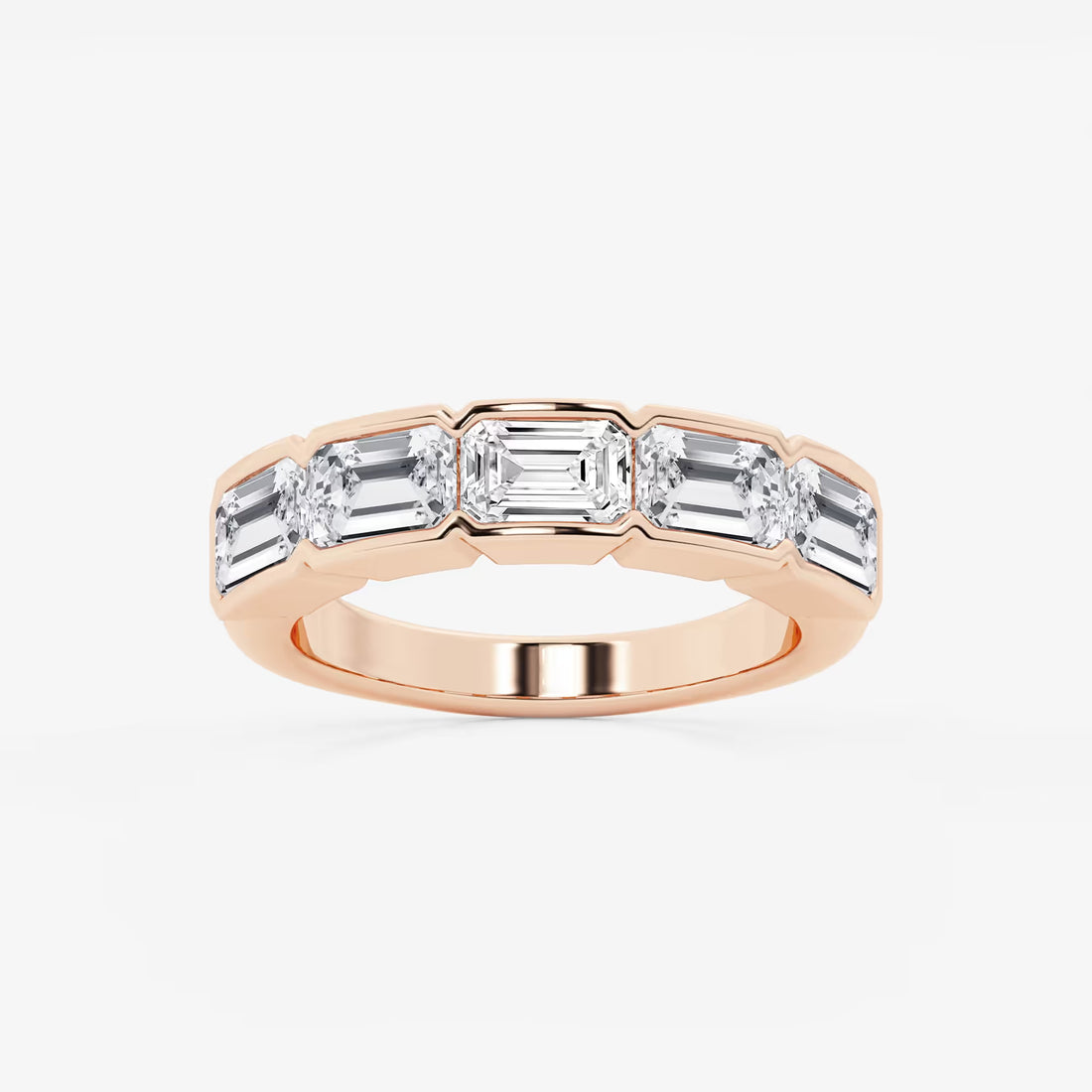 Rosélia Horizon Emerald Lab-Grown Diamond Half Bezel East-West Anniversary Band