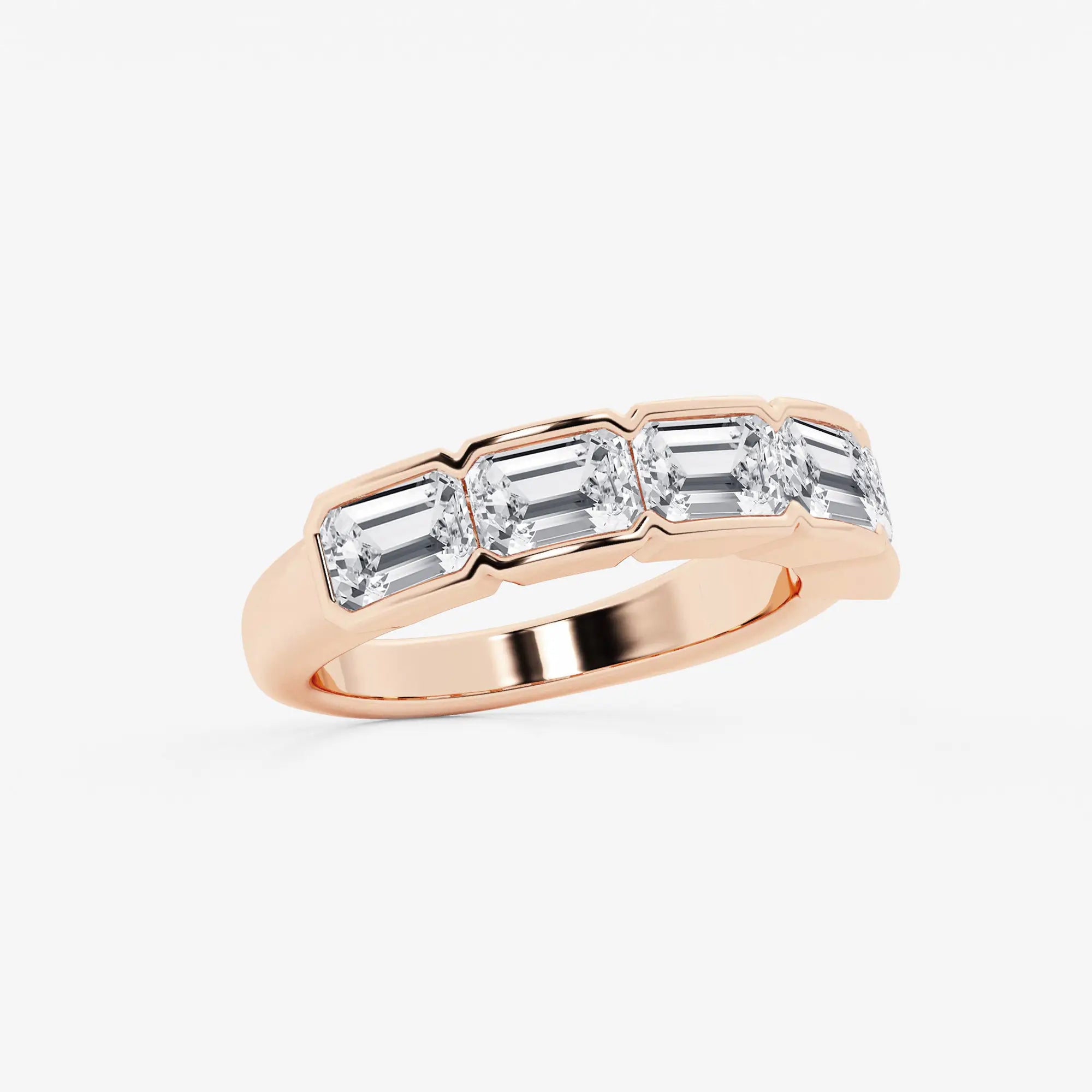 Rosélia Horizon Emerald Lab-Grown Diamond Half Bezel East-West Anniversary Band
