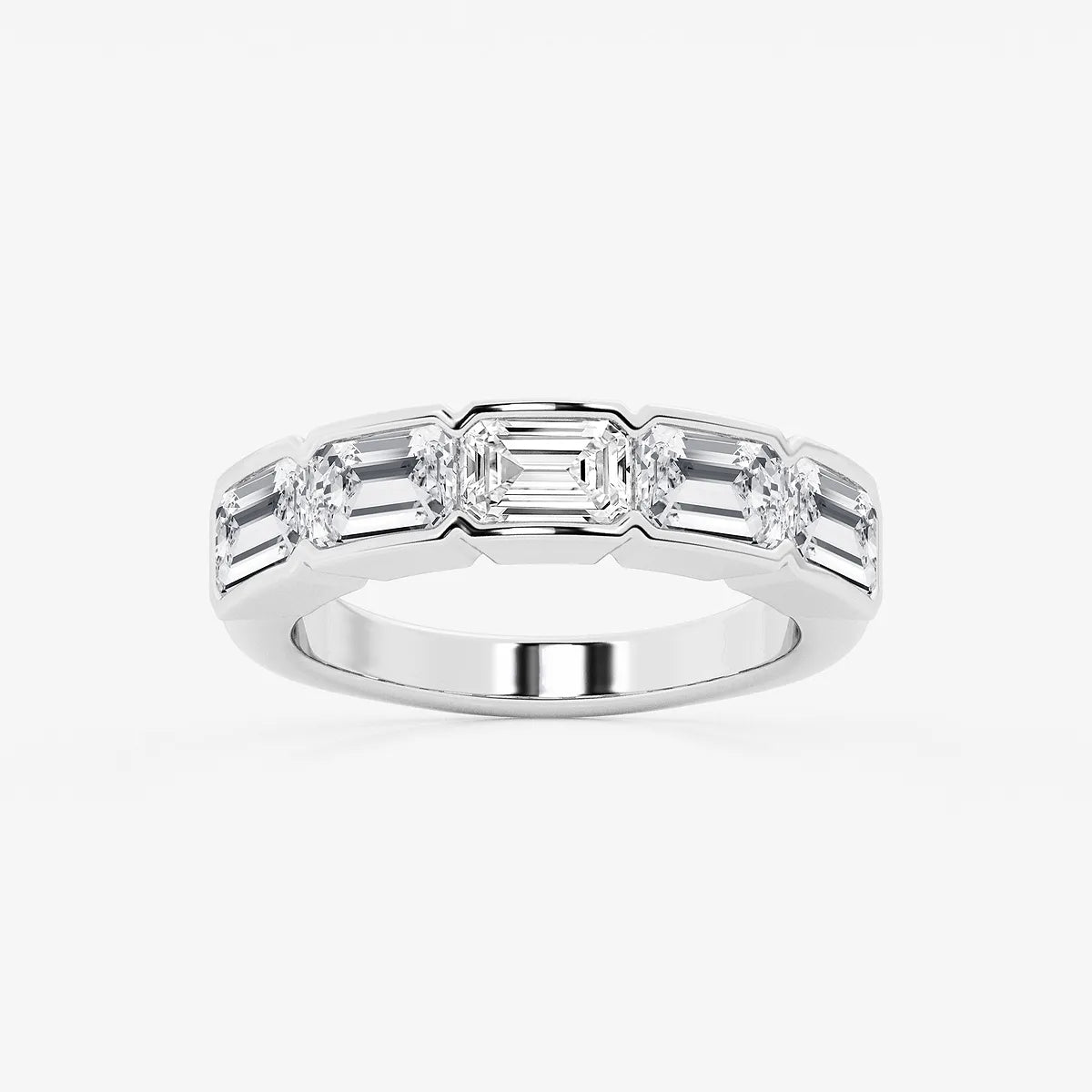 Rosélia Horizon Emerald Lab-Grown Diamond Half Bezel East-West Anniversary Band