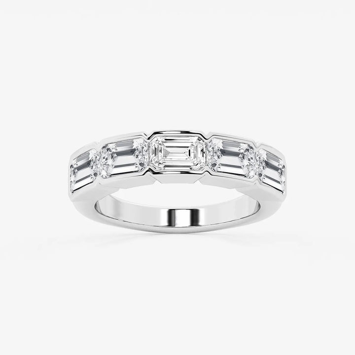 Rosélia Horizon Emerald Lab-Grown Diamond Half Bezel East-West Anniversary Band