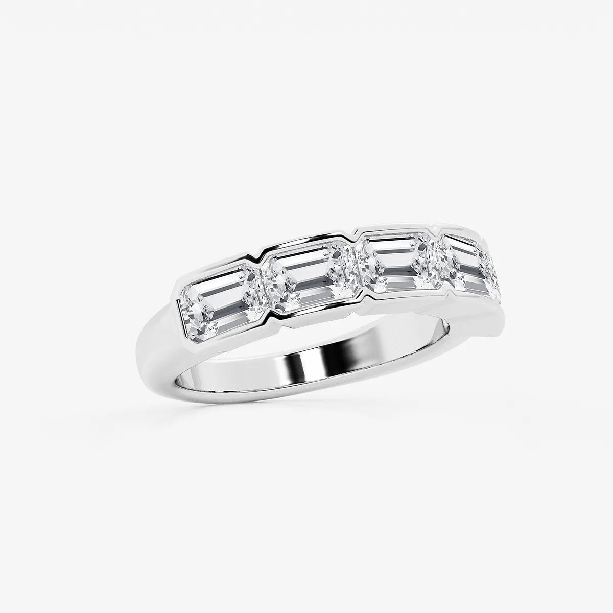 Rosélia Horizon Emerald Lab-Grown Diamond Half Bezel East-West Anniversary Band