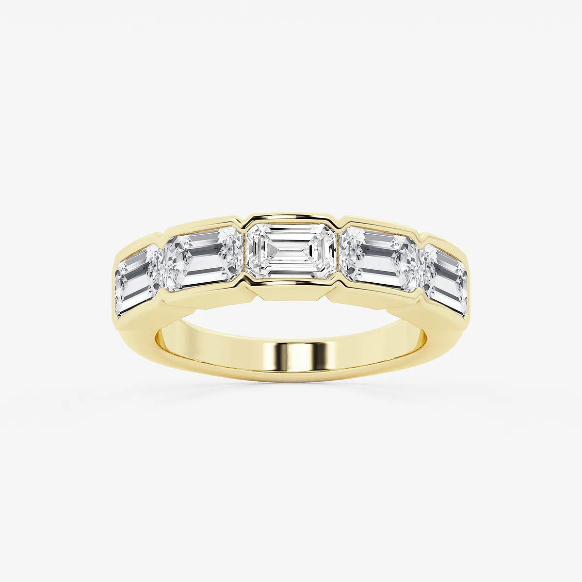 Rosélia Horizon Emerald Lab-Grown Diamond Half Bezel East-West Anniversary Band