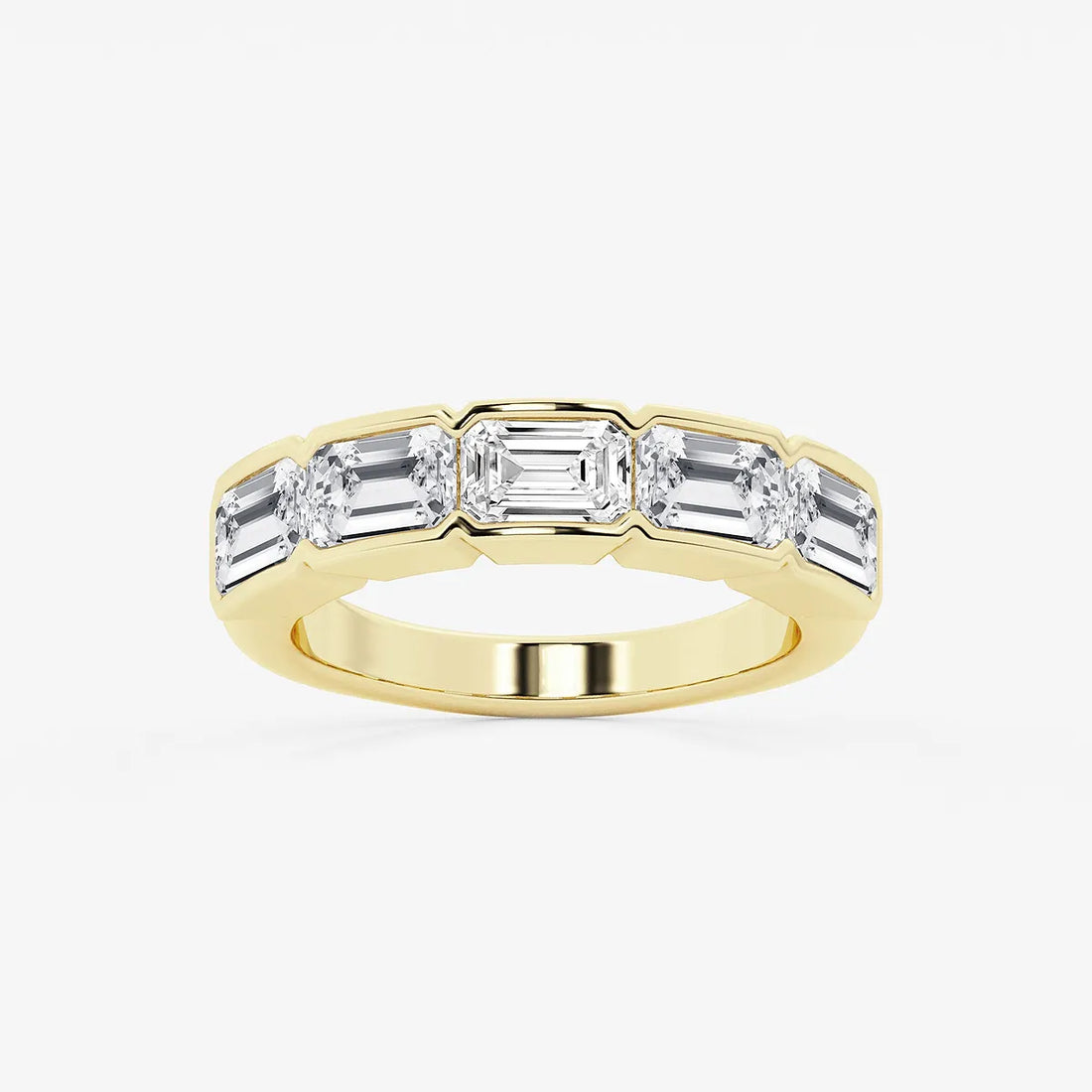 Rosélia Horizon Emerald Lab-Grown Diamond Half Bezel East-West Anniversary Band