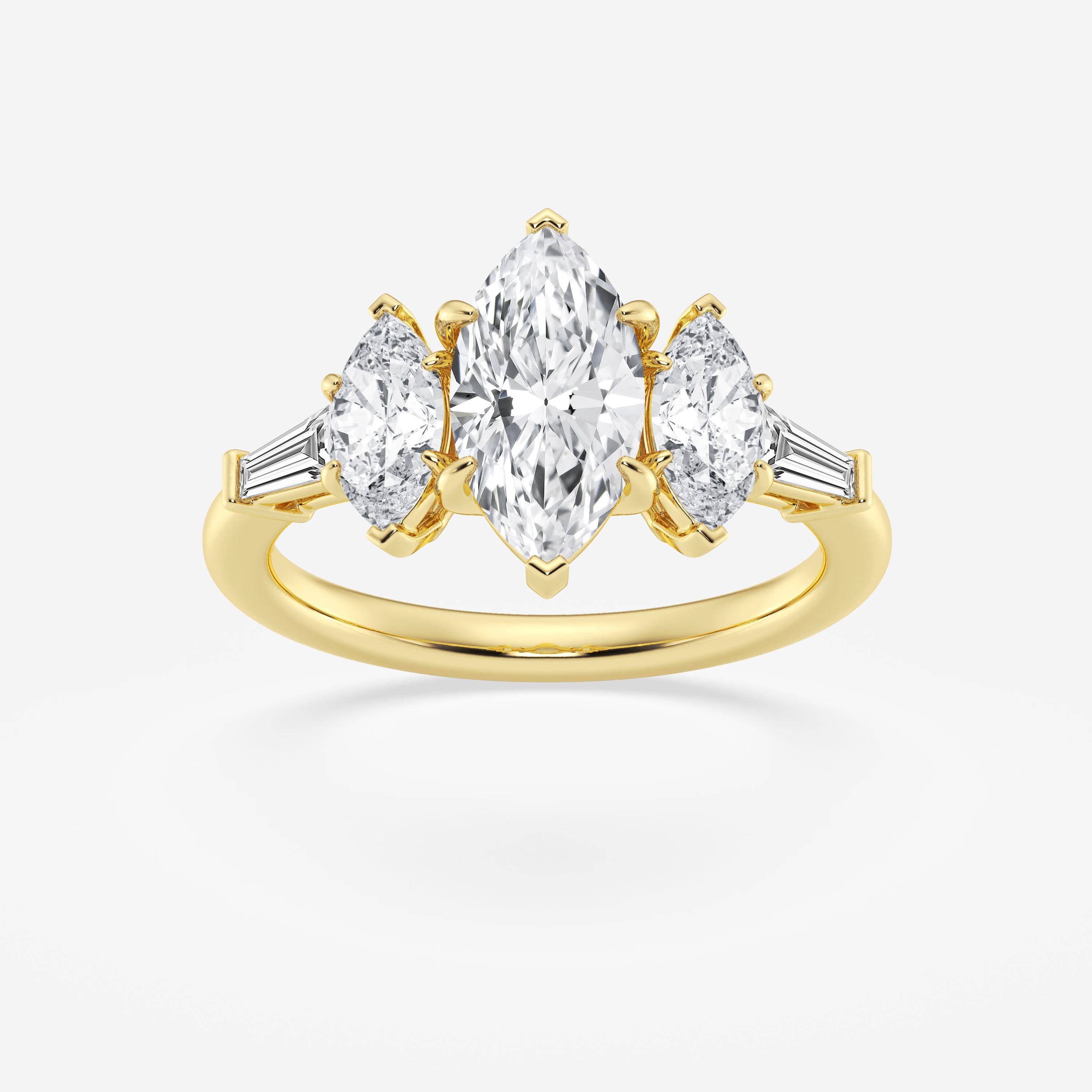 Aurelia Marquise Lab-Grown Diamond Three-Stone Engagement Ring in 14K Yellow Gold